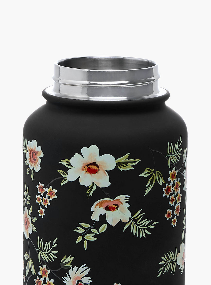 Floral Print Stainless Steel Water Bottle with Spout - 1 L-household-dining-drinkserveware-bottles-image-5