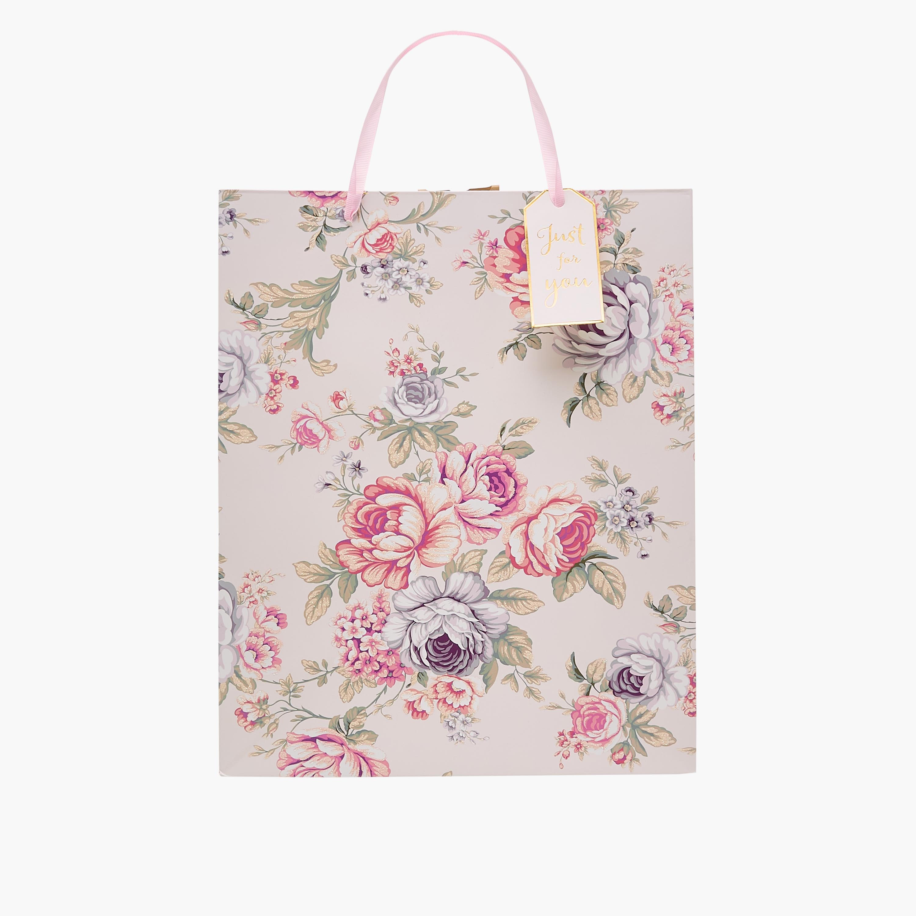 Floral Print Paper Gift Bag - Large-household-giftingaccessories-giftings-image-1