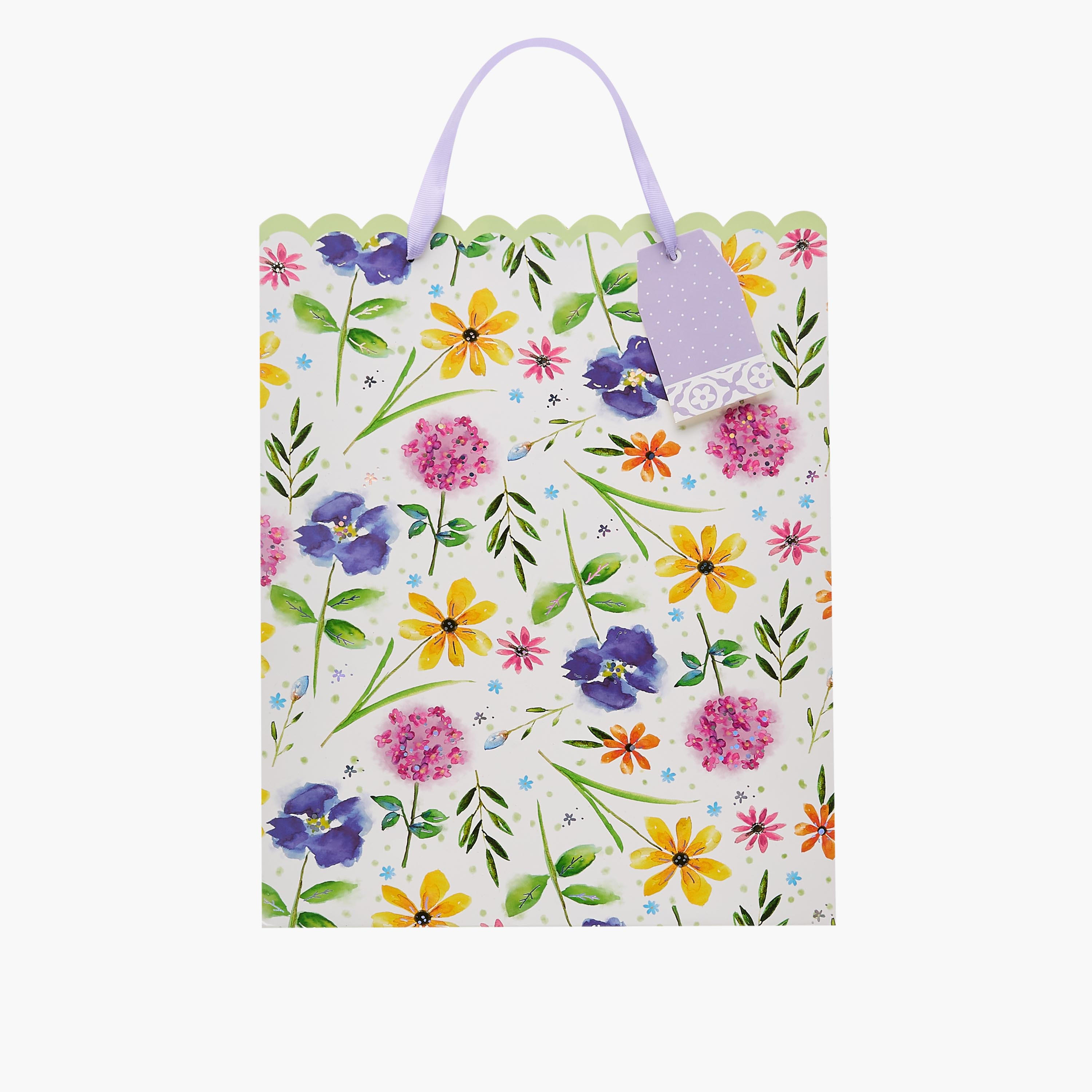Floral Print Paper Gift Bag - Large-household-giftingaccessories-giftings-image-1