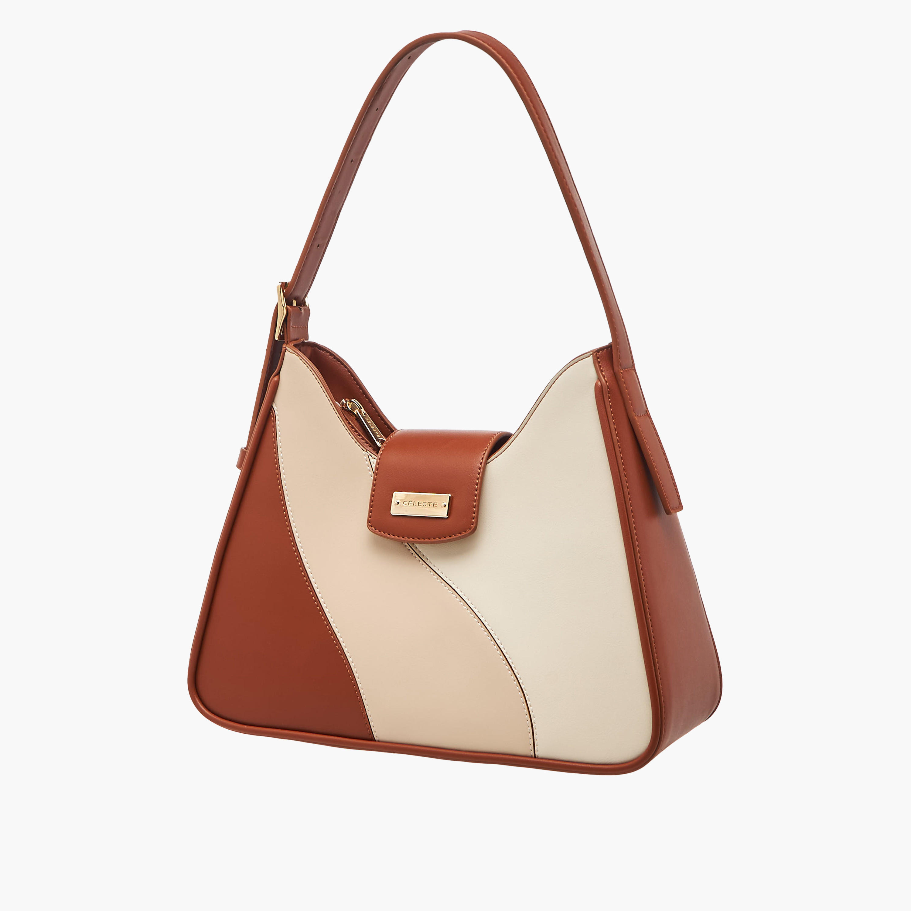 شنطة كتف بقوالب ملونة وحزام قابل للتعديل من سيليست-women-bagsandwallets-handbags-image-4