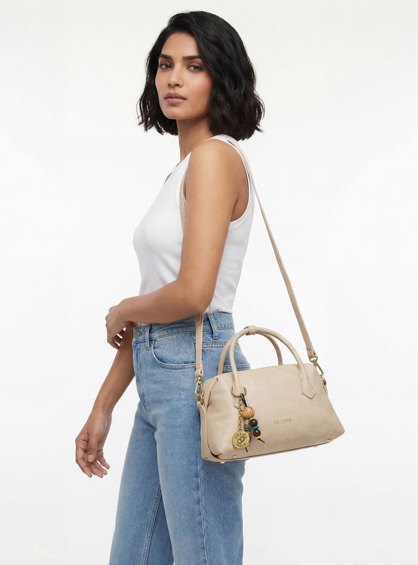 Celeste Textured Tote Bag with Zip Closure-women-bagsandwallets-handbags-image-2