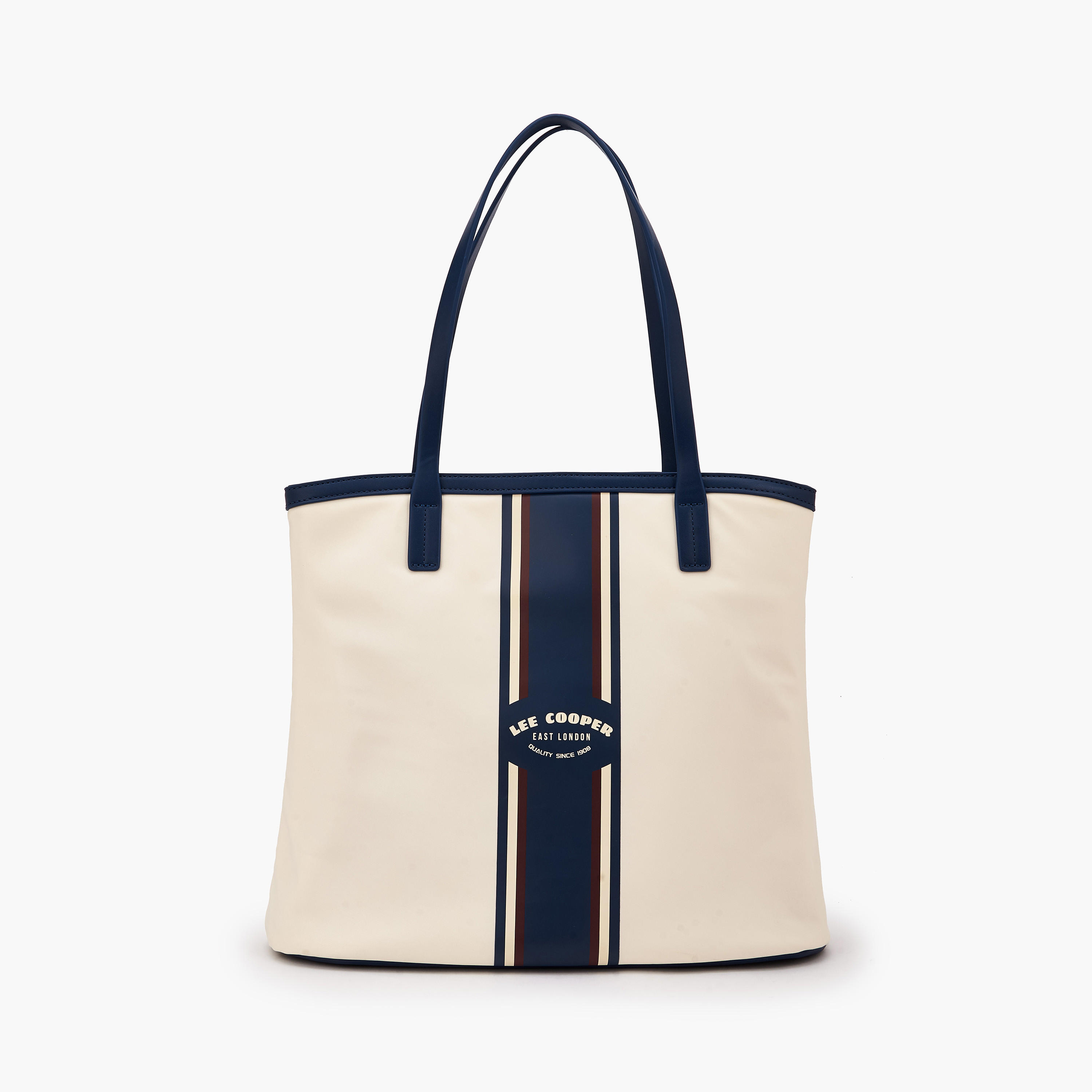 Lee Cooper Striped Tote Bag with Handles-women-bagsandwallets-handbags-image-1
