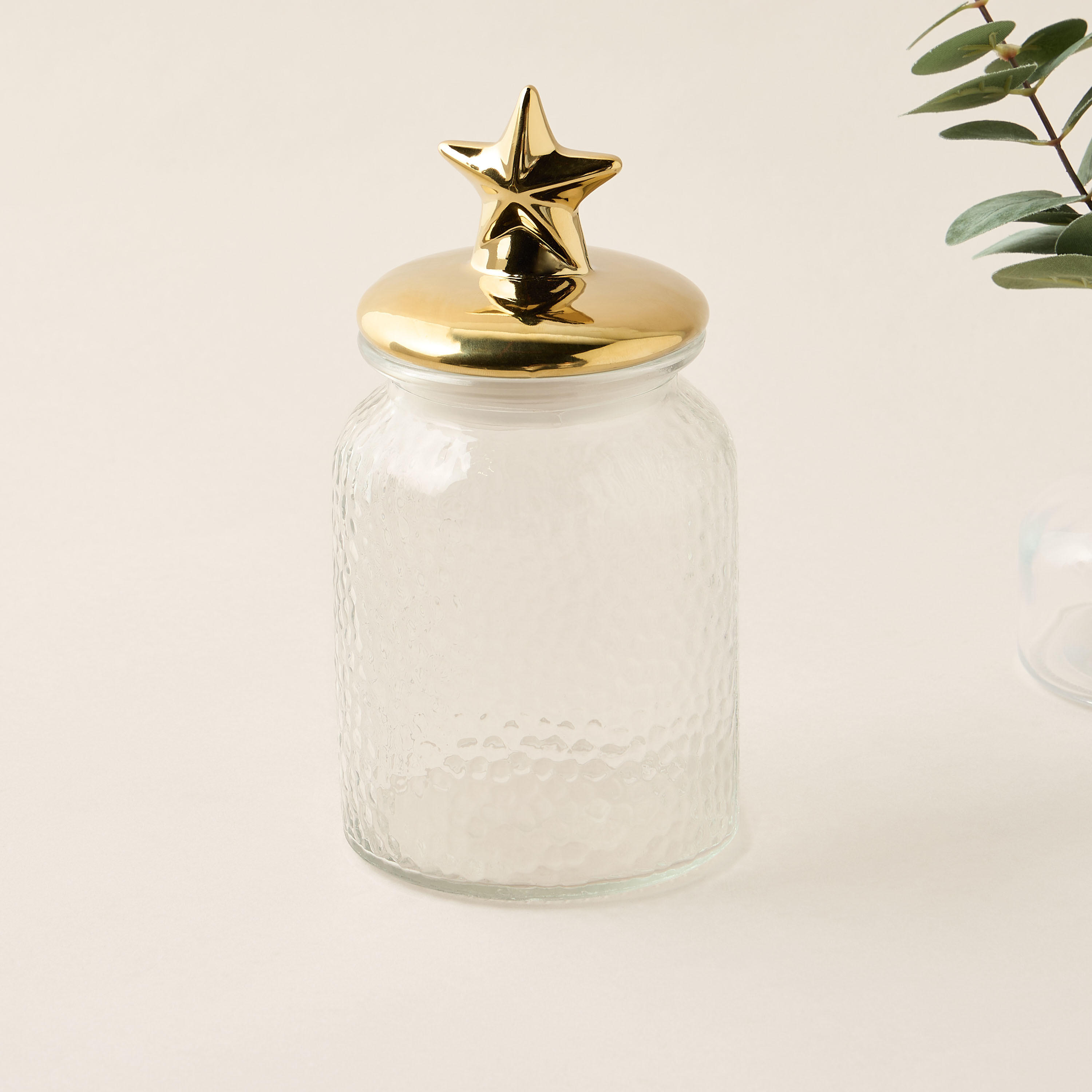 وعاء زجاجي بارز الملمس بغطاء بنجمة-household-kitchen-foodstorage-canistersandjars-image-2