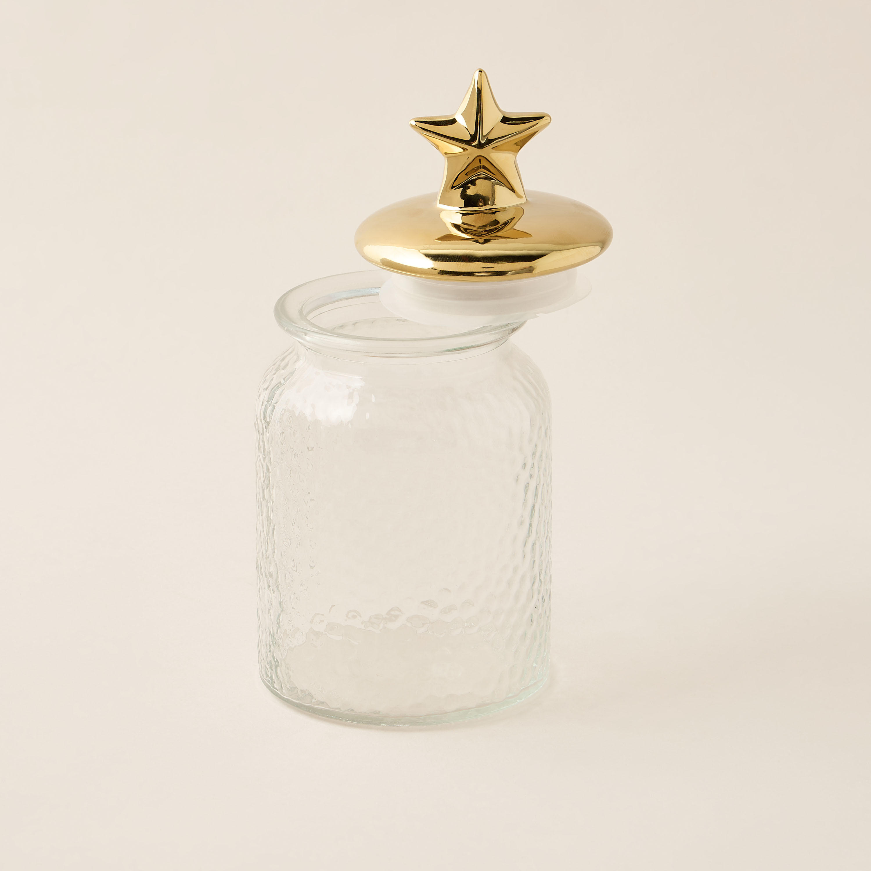 وعاء زجاجي بارز الملمس بغطاء بنجمة-household-kitchen-foodstorage-canistersandjars-image-3