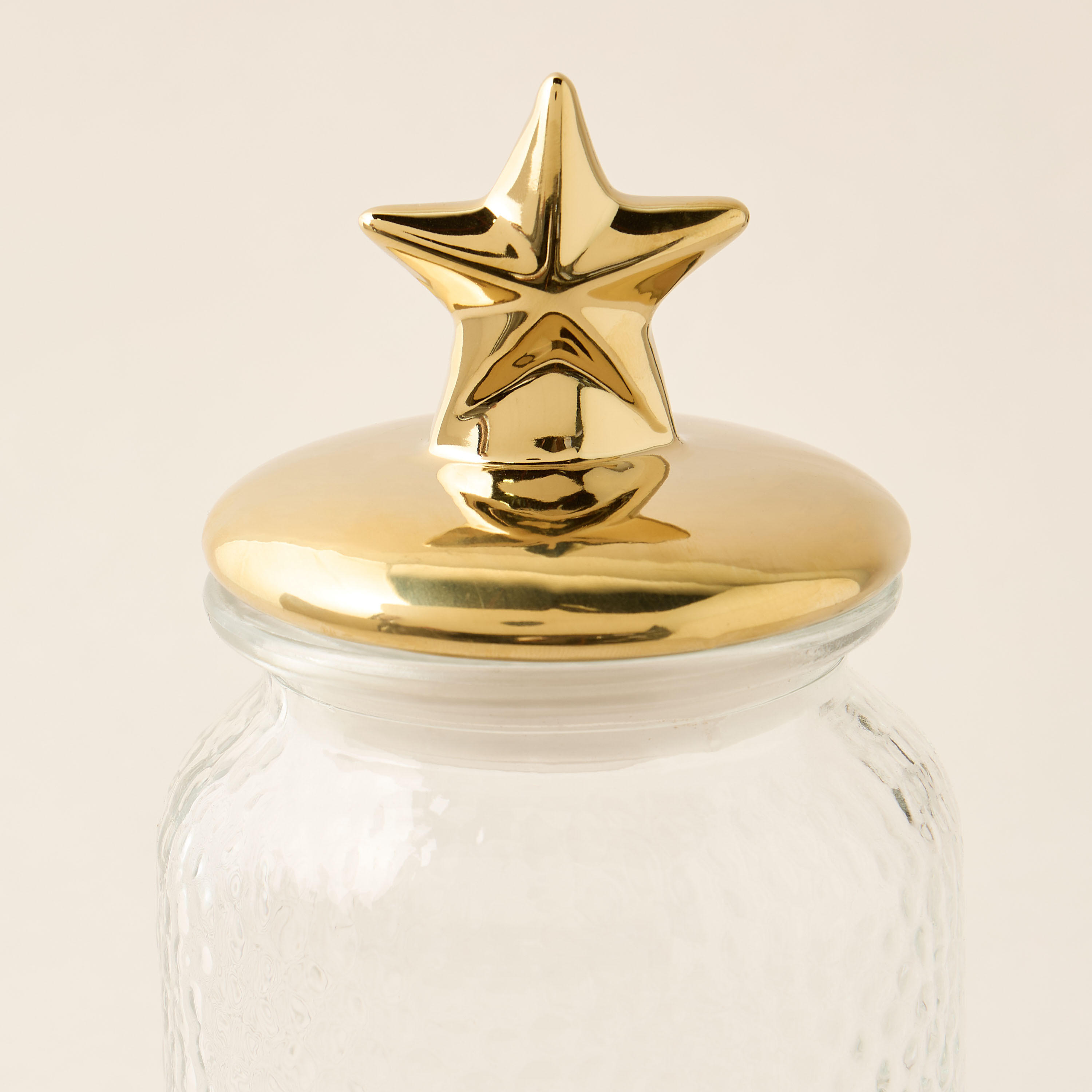 وعاء زجاجي بارز الملمس بغطاء بنجمة-household-kitchen-foodstorage-canistersandjars-image-4