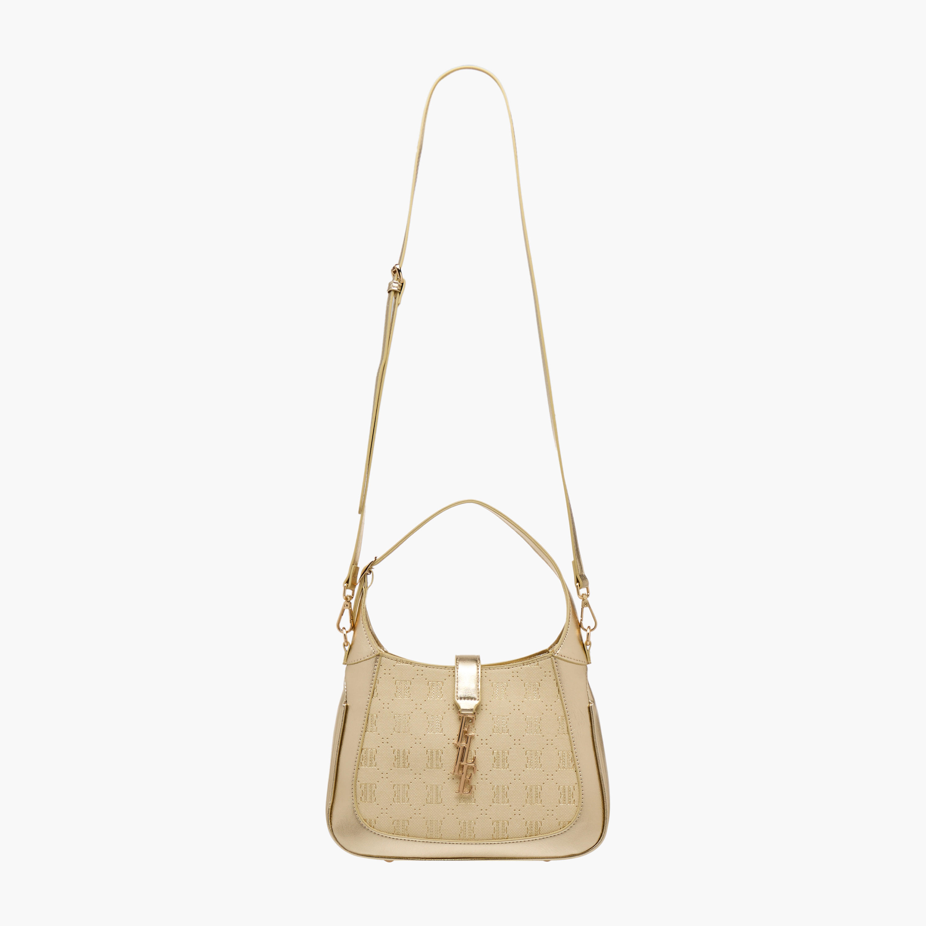 Elle Monogram Debossed Shoulder Bag with Detachable Strap-women-bagsandwallets-handbags-image-2