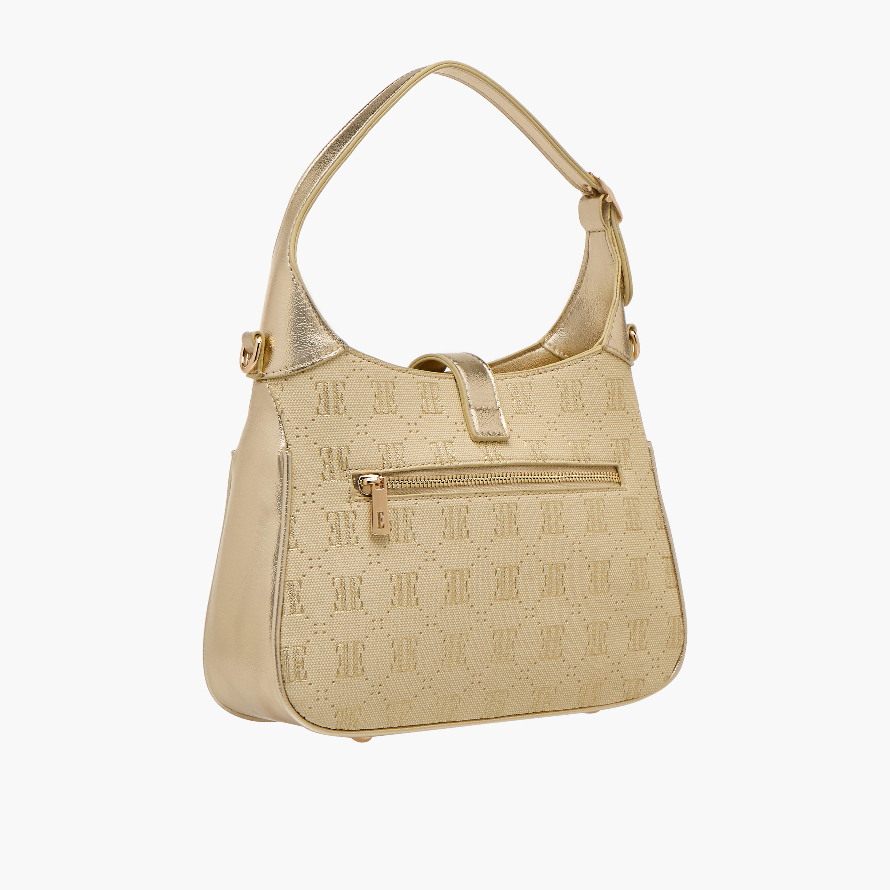 Elle Monogram Debossed Shoulder Bag with Detachable Strap-women-bagsandwallets-handbags-image-3