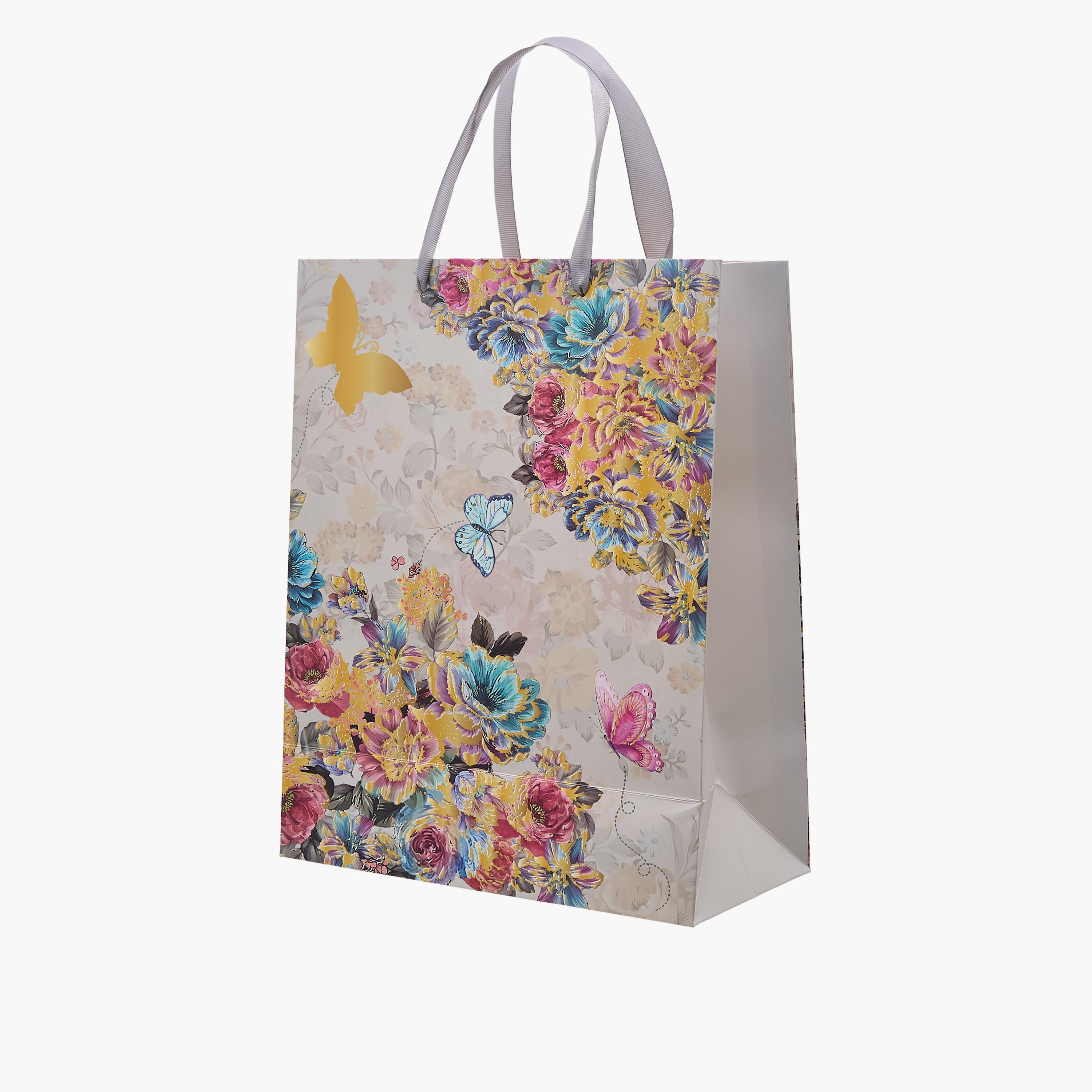 Butterfly and Flower Print Paper Gift Bag - Large-household-giftingaccessories-giftings-image-3