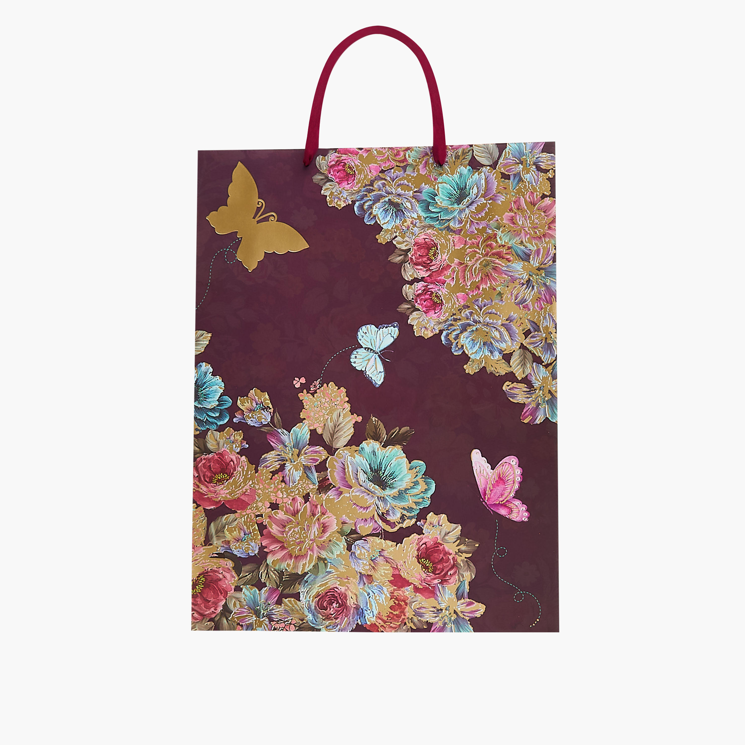 Butterfly and Flower Print Paper Gift Bag - Large-household-giftingaccessories-giftings-image-1