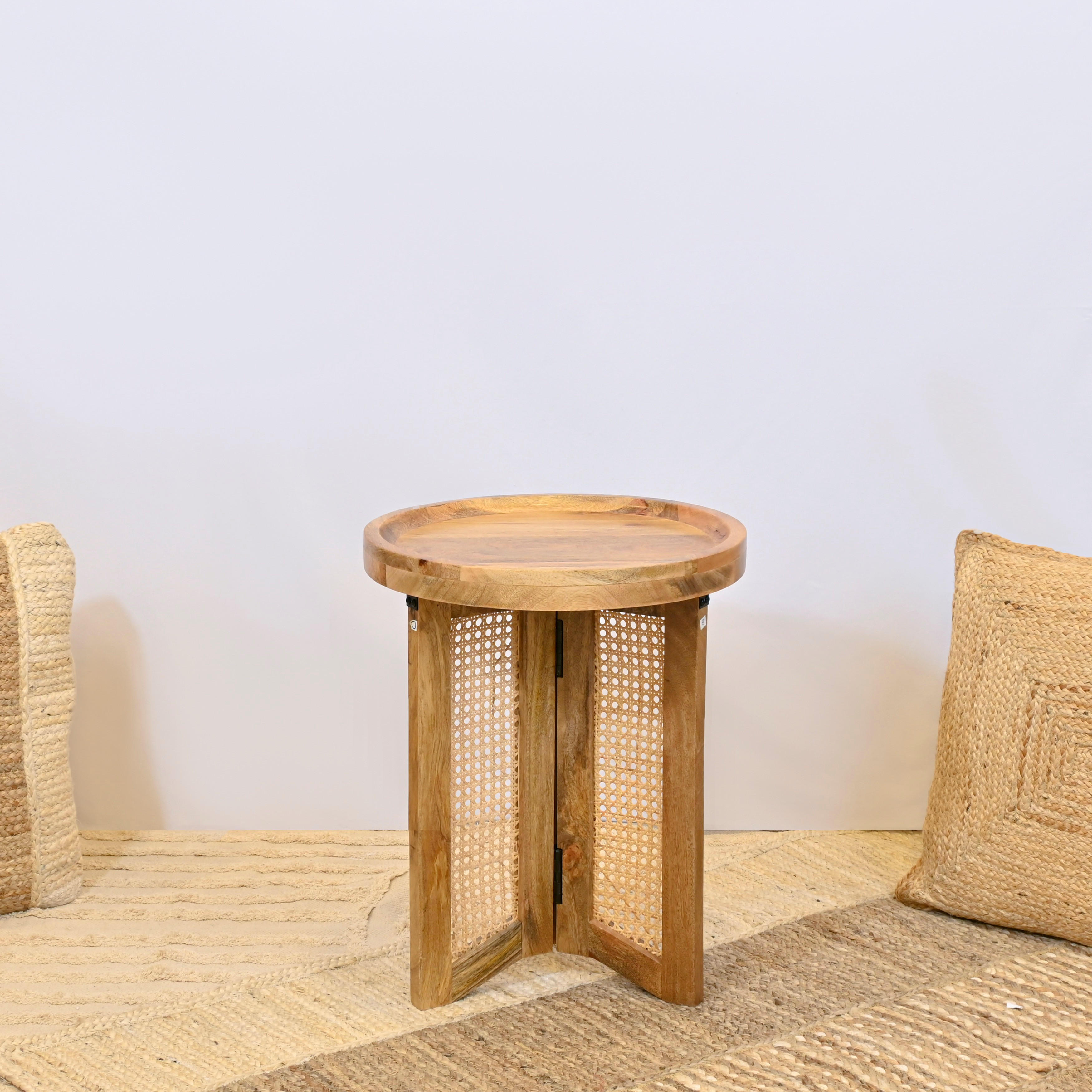 Crafted by Lifestyle Wooden Top Accent Table with Rattan Legs-furniture-livingroom-sideandendtables-image-2