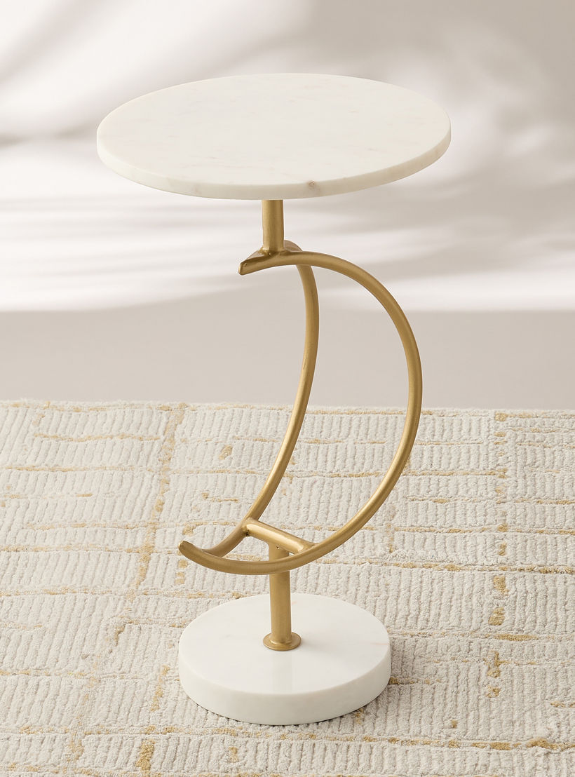طاولة زينة بتصميم قمري وسطح رخام - 31x55 سم-furniture-livingroom-sideandendtables-image-1