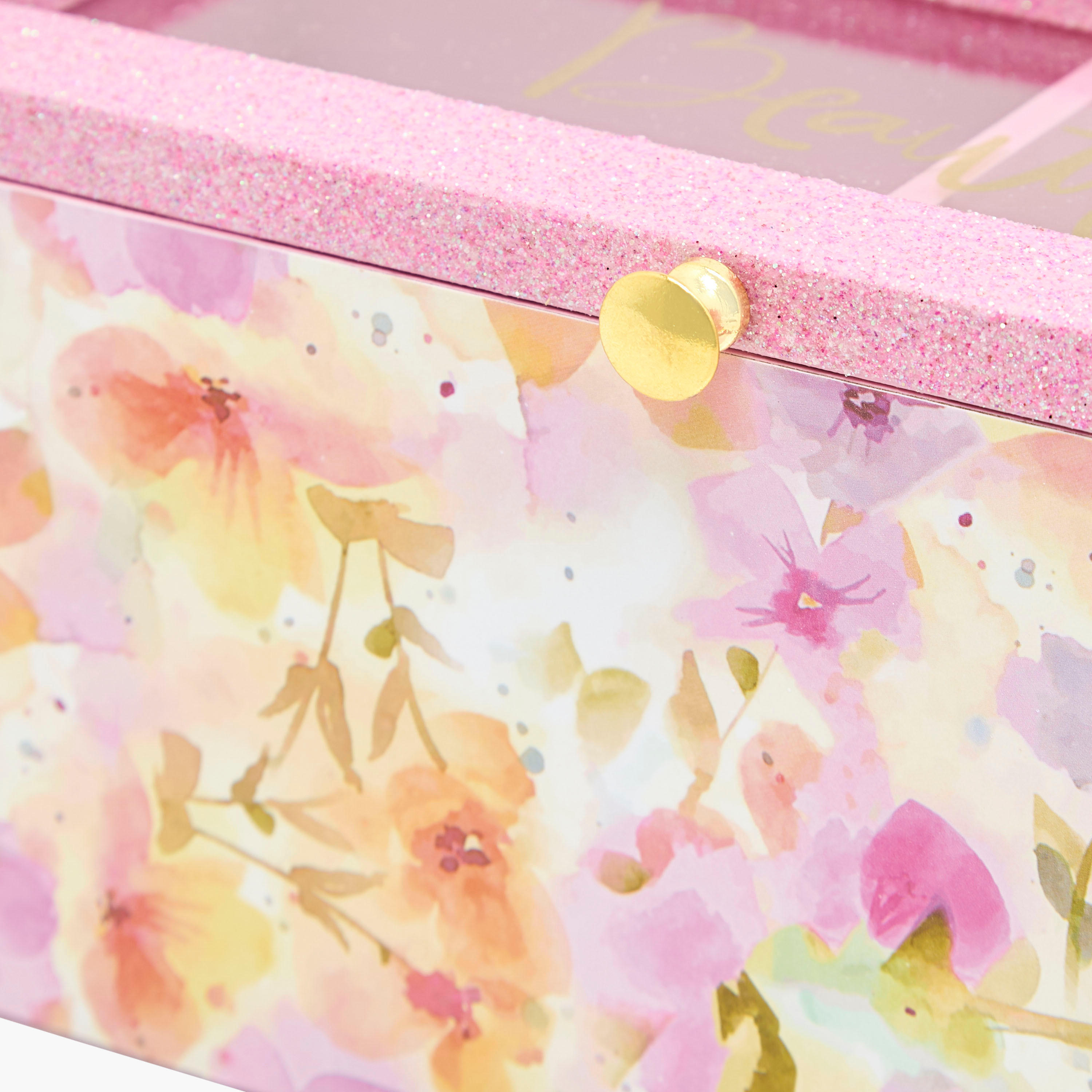 2-Compartment Jewellery Organizer Floral Print  - 22x10x10 cms-women-watchesandjewellery-jewellery-storage-image-5
