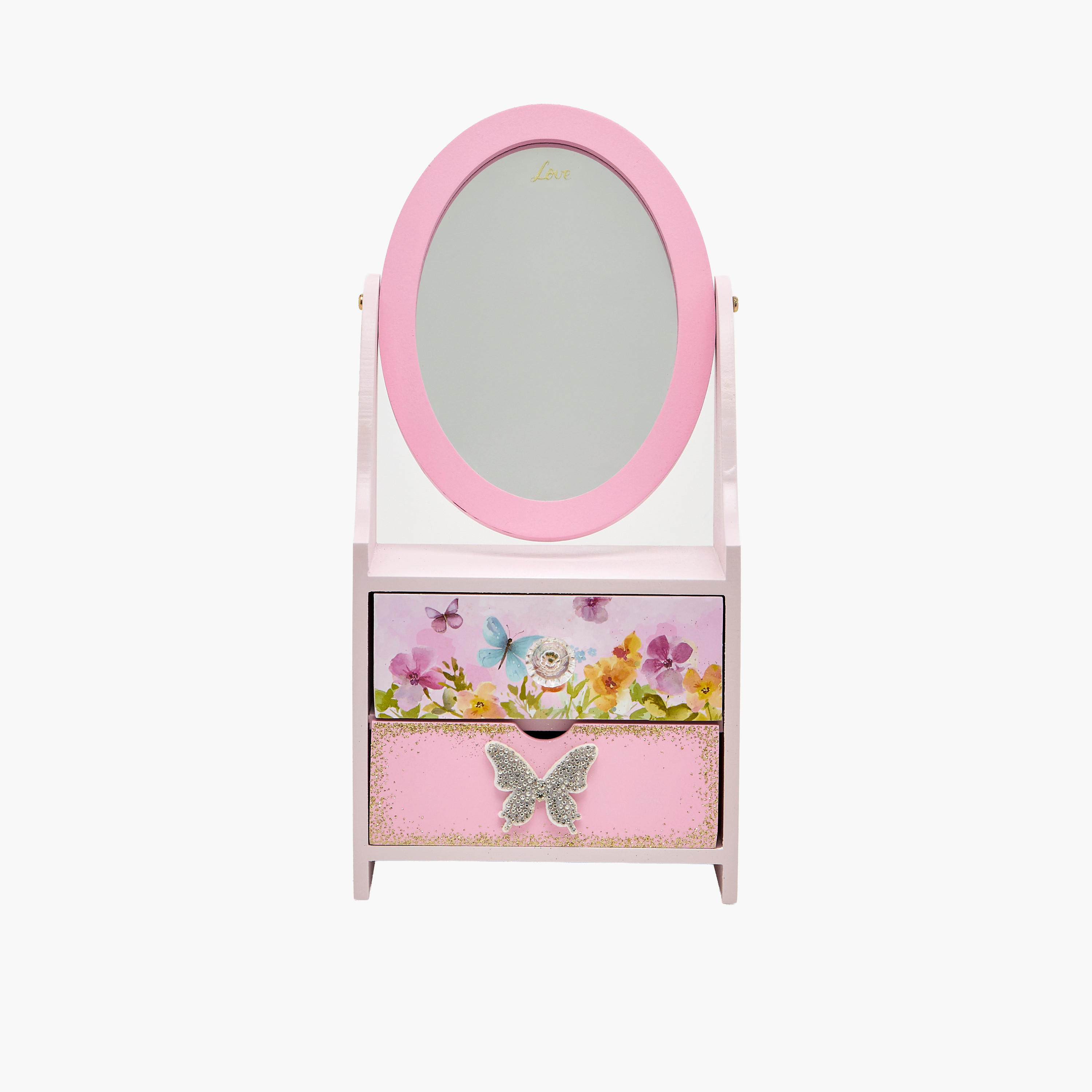 Butterfly Themed Jewellery Cabinet with Mirror - 15x10x32 cms-women-watchesandjewellery-jewellery-storage-image-2