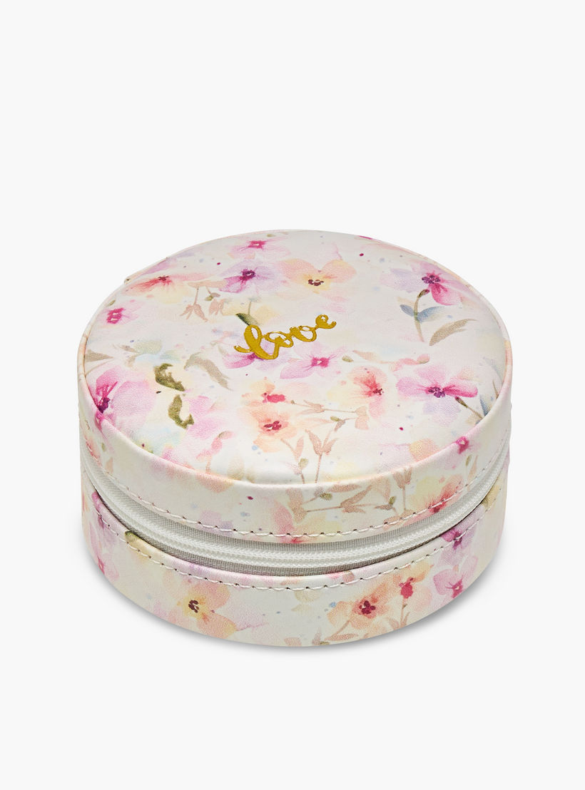 4-Compartment Jewellery Organiser with Floral Print - 10x10x4 cms-women-watchesandjewellery-jewellery-storage-image-2