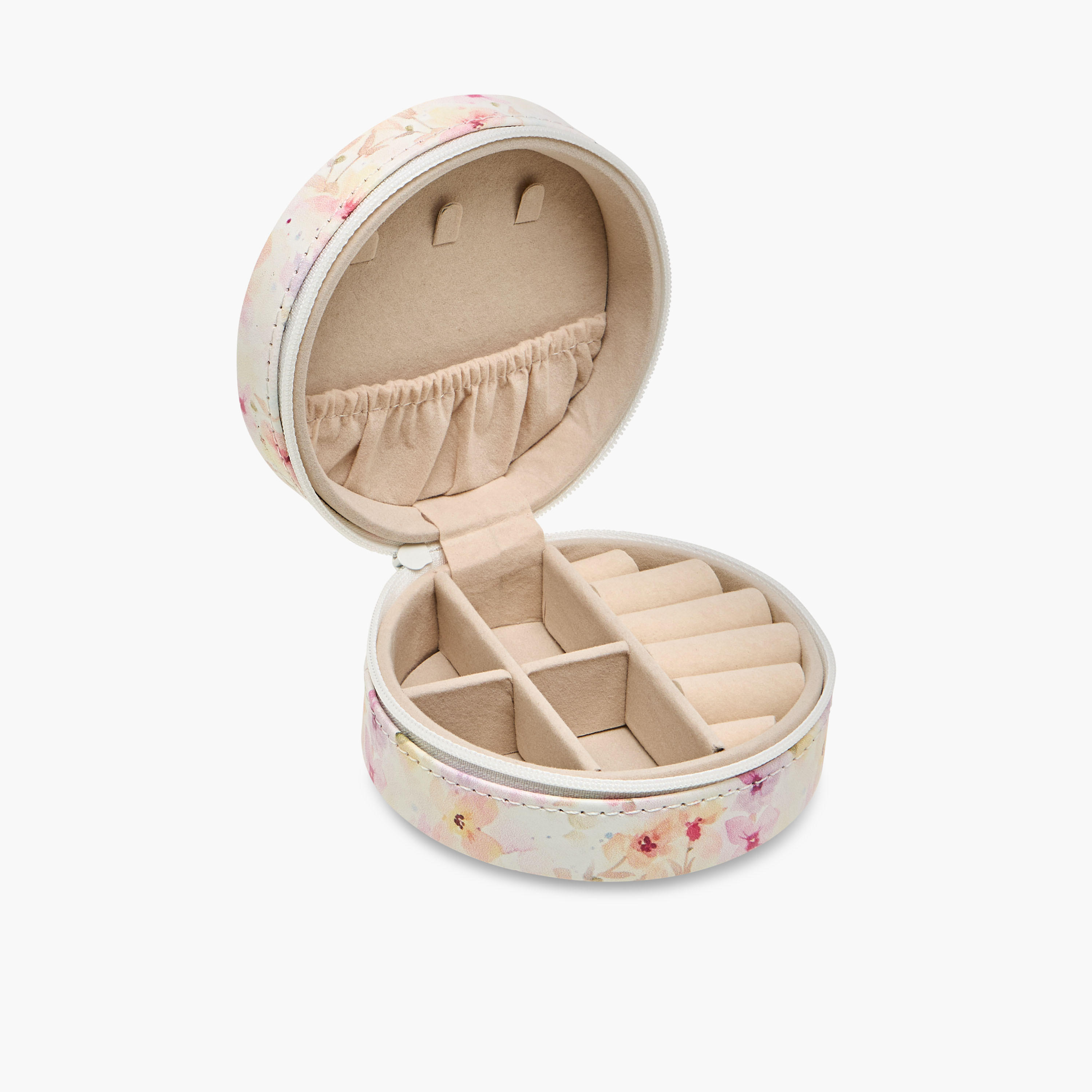 4-Compartment Jewellery Organiser with Floral Print - 10x10x4 cms-women-watchesandjewellery-jewellery-storage-image-4