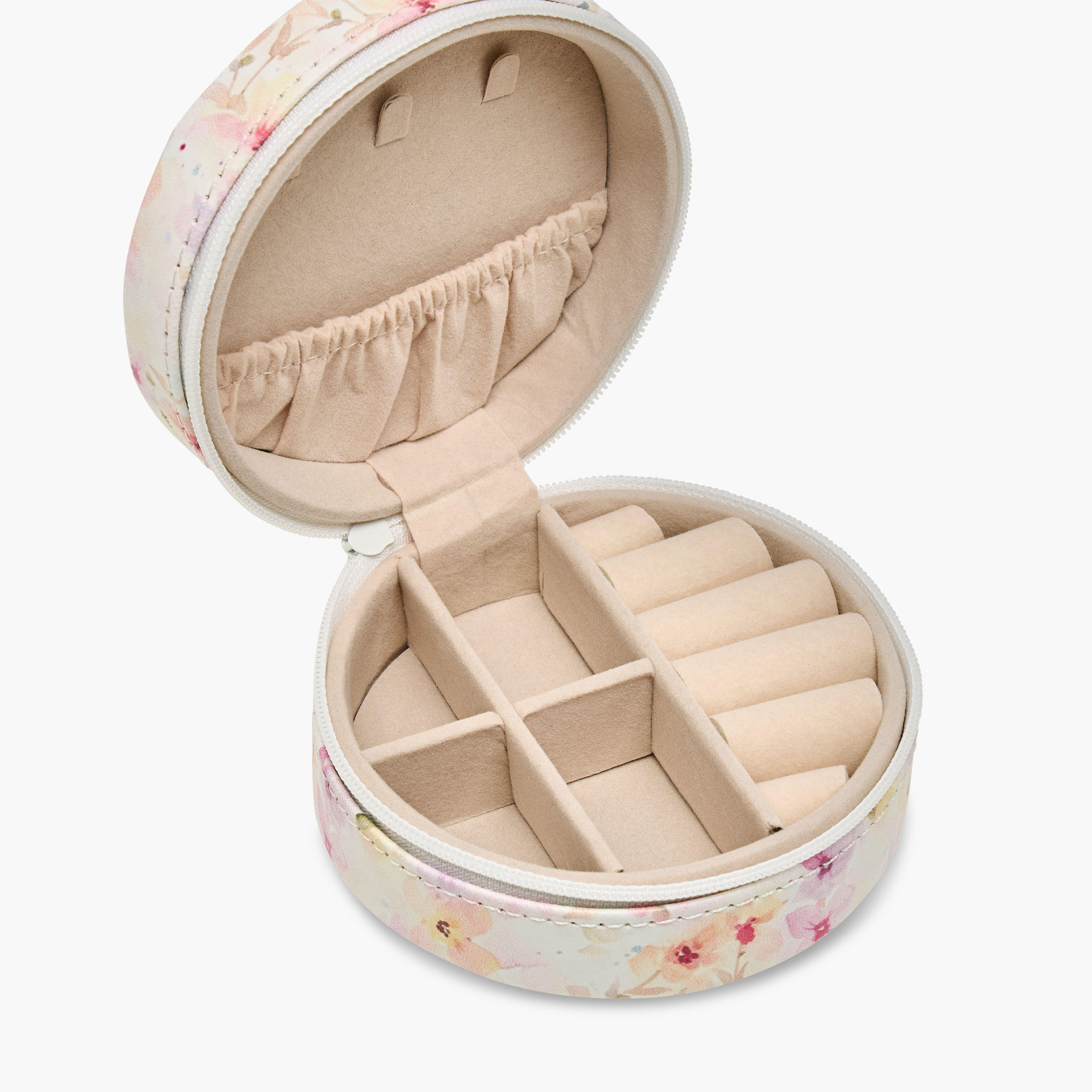 4-Compartment Jewellery Organiser with Floral Print - 10x10x4 cms-women-watchesandjewellery-jewellery-storage-image-5
