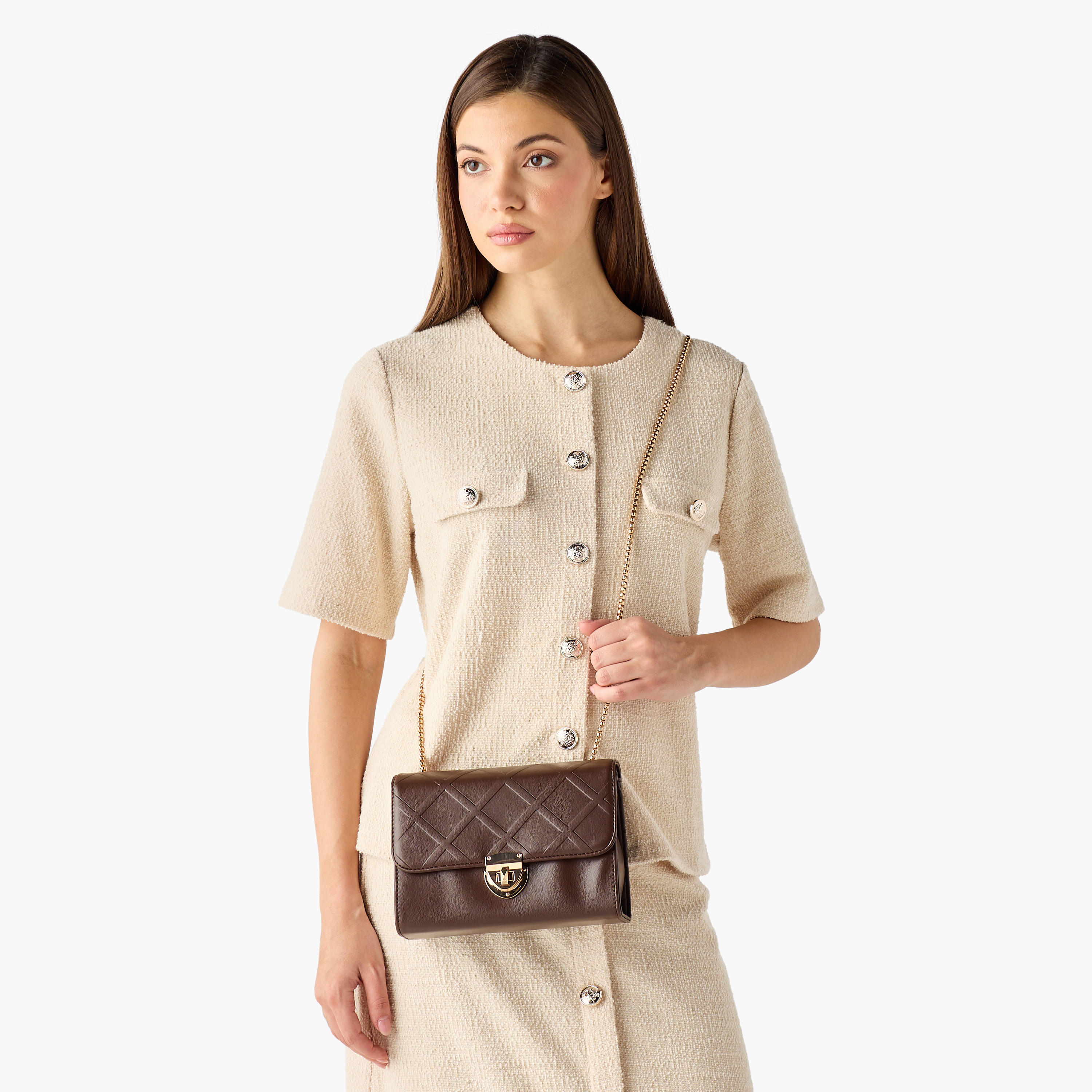 شنطة بارز الملمس مع حزام سلسلة للنساء من أدور سام-women-bagsandwallets-handbags-image-2