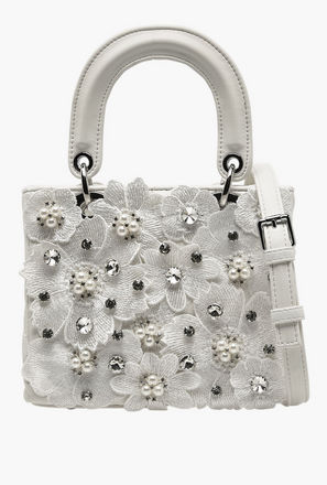 Sasha Floral Applique Crossbody Bag with Detachable Strap-women-image-1