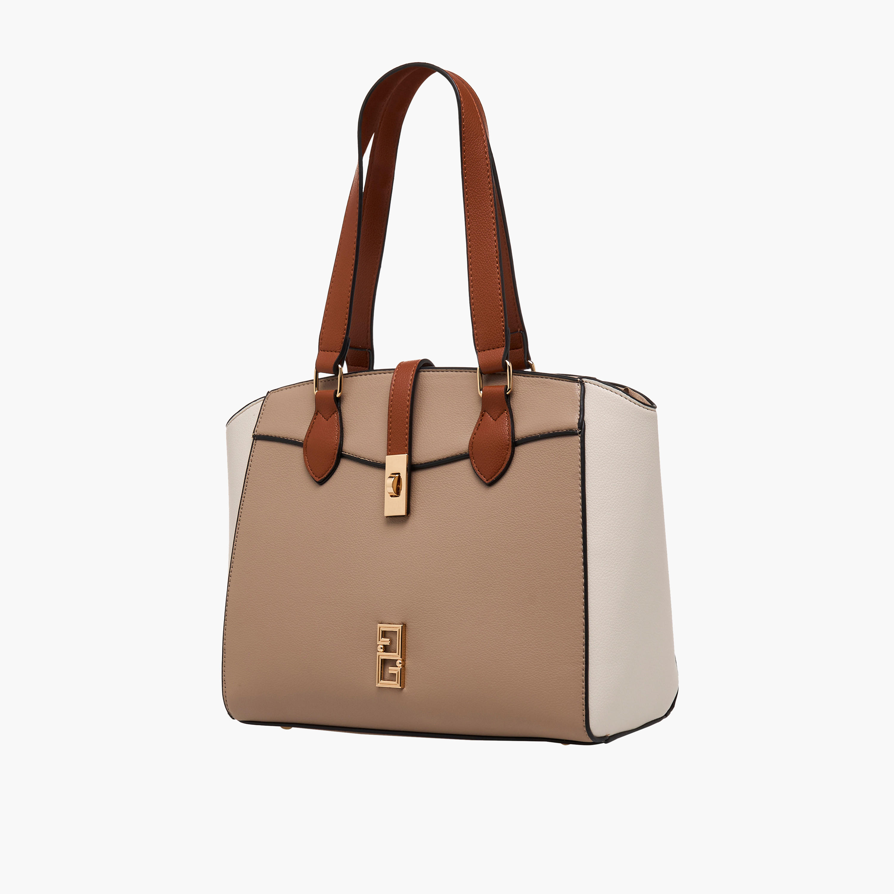 Adore Textured Tote Bag with Twist Lock Closure-women-bagsandwallets-handbags-image-2