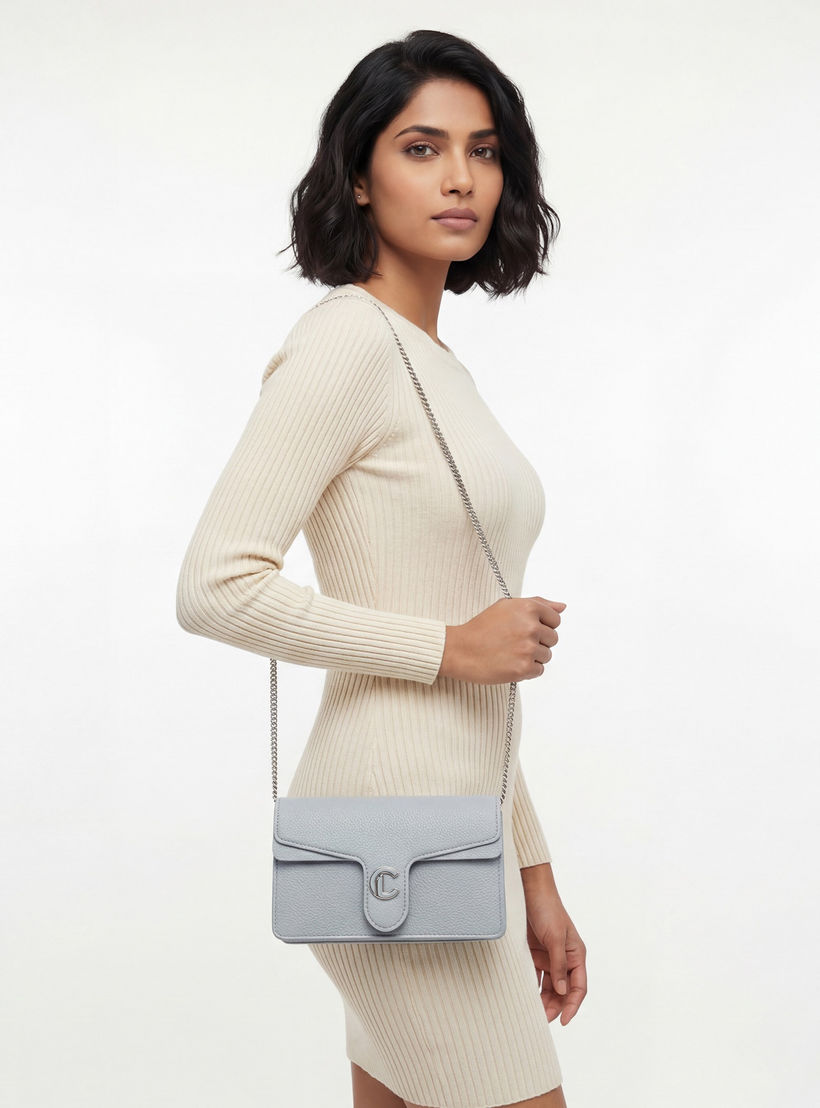 Le Confort Textured Crossbody Bag with Chain Strap-women-bagsandwallets-handbags-image-2