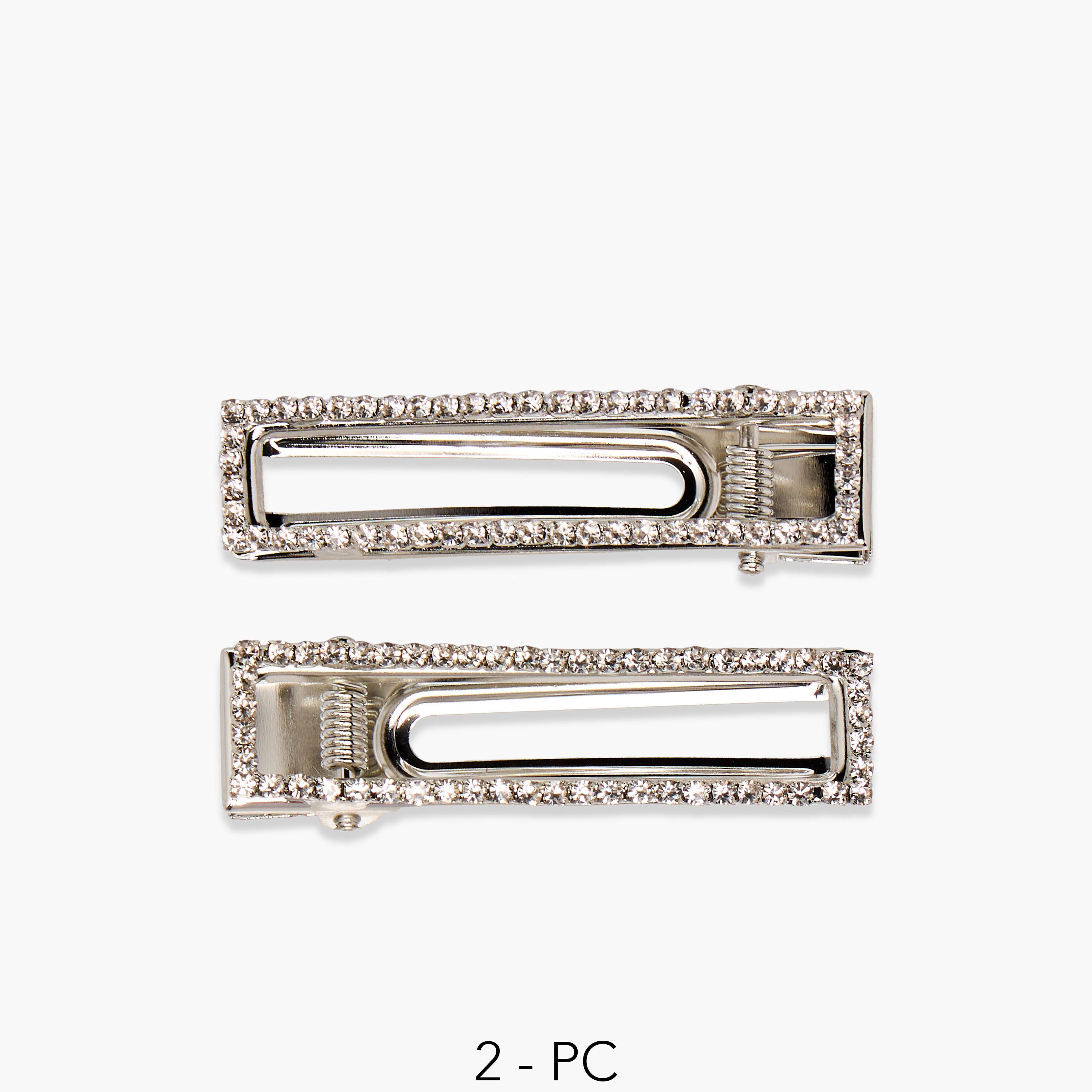 Pack of 2 Rectangle Shaped Hair Clips with Crystal Stone Embellishments-women-hairaccessories-clips-image-1