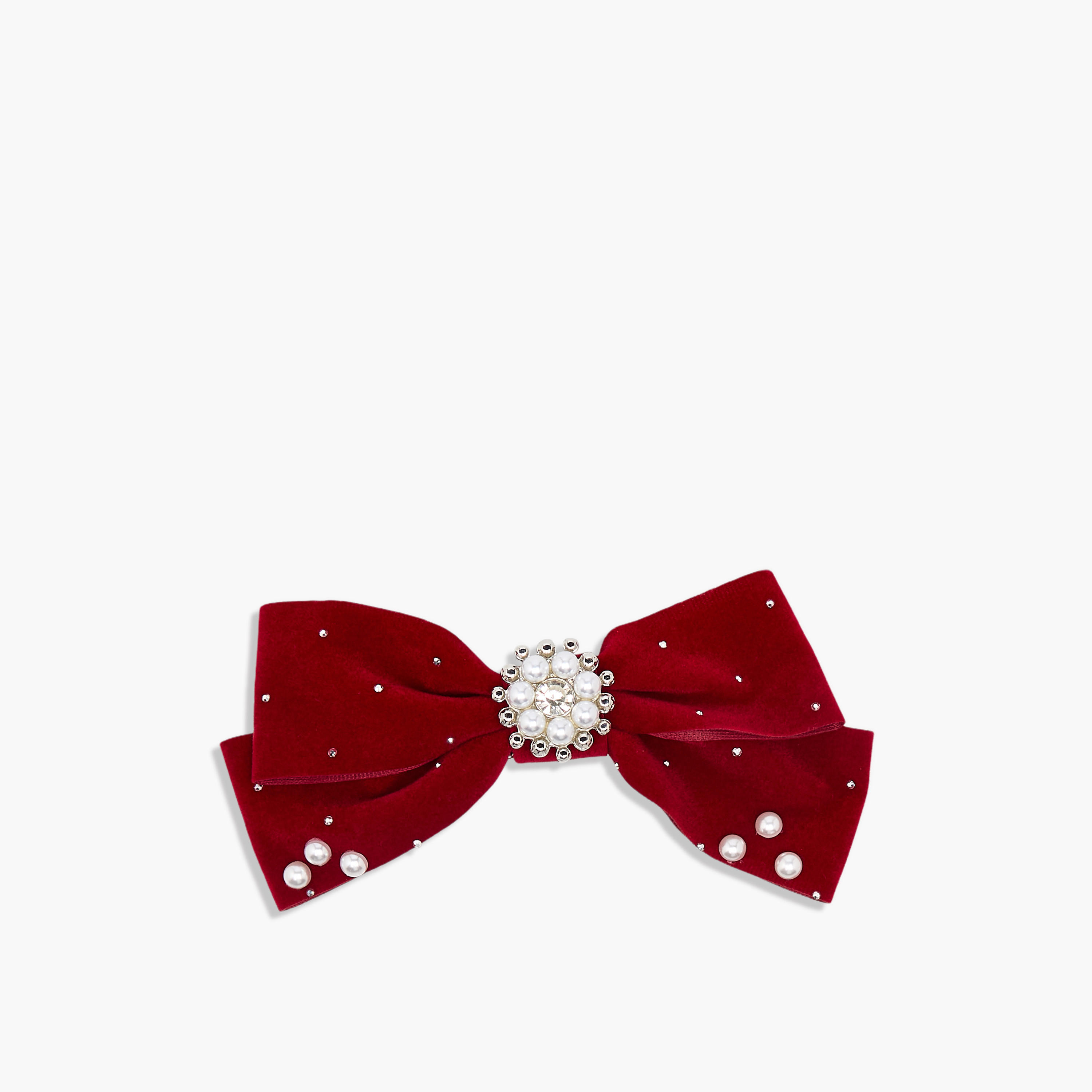 Bow Barrette Hair Clips with Pearl Embellishment-women-hairaccessories-clips-image-1