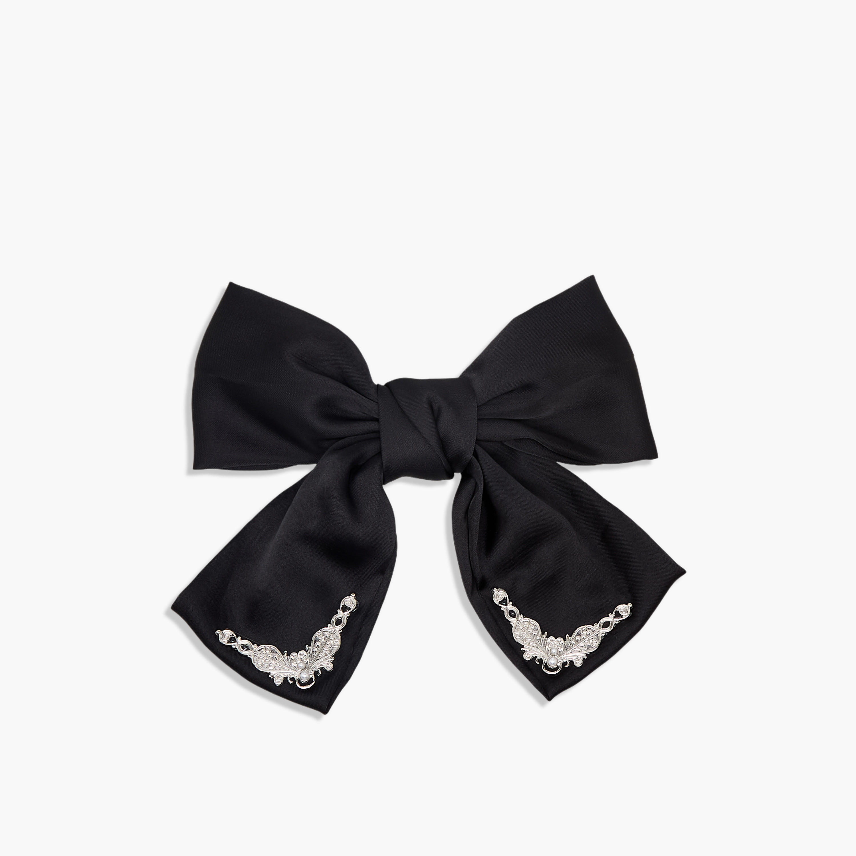 Bow Barrette Hair Clip with Metallic Embellishment-women-hairaccessories-clips-image-1