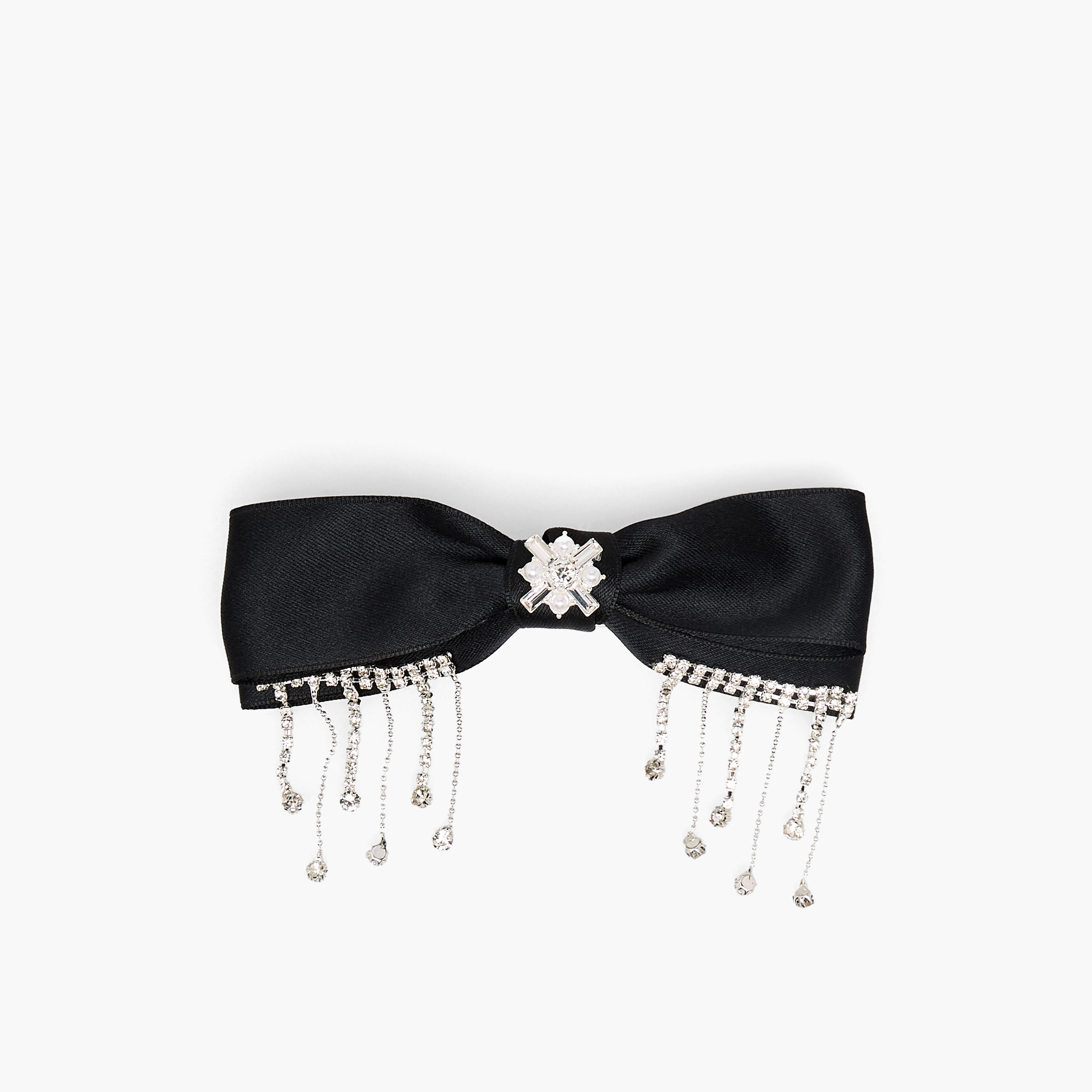 Bow Barrette Hair Clamp with Pearl Embellishment-women-hairaccessories-clips-image-1