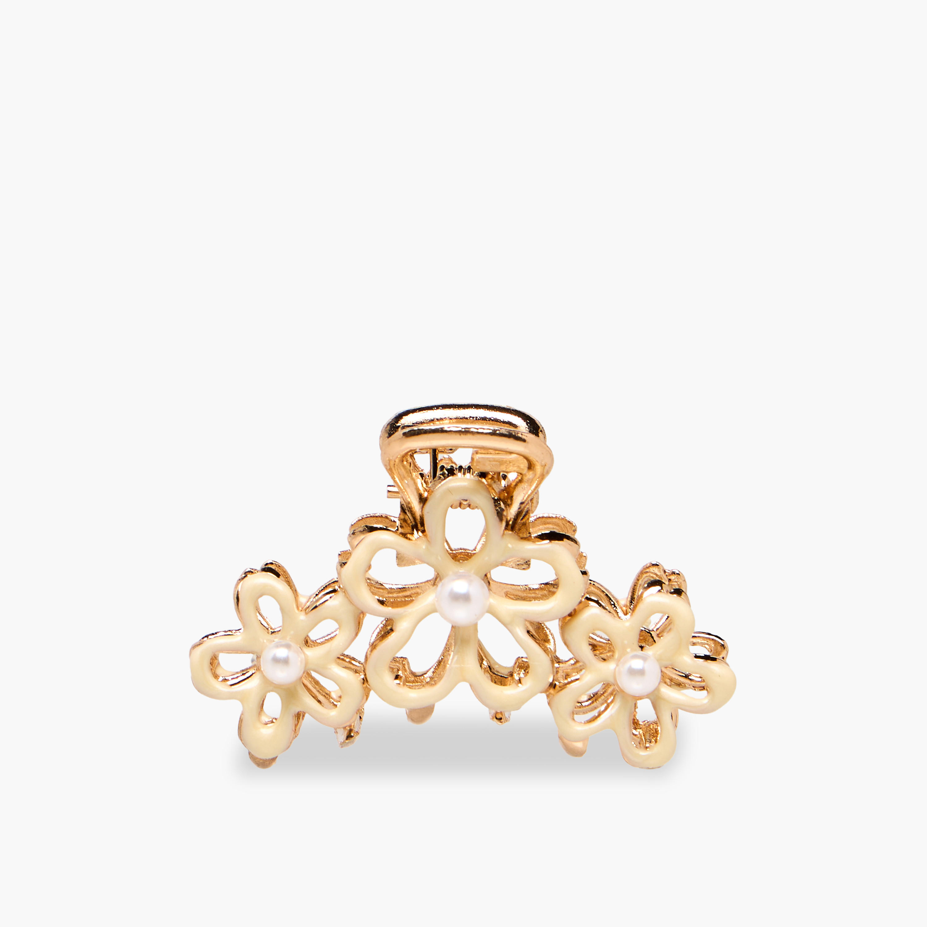 Pack of 2 Floral Shaped Hair Clamp with Pearl Embellishment-women-hairaccessories-clamps-image-1