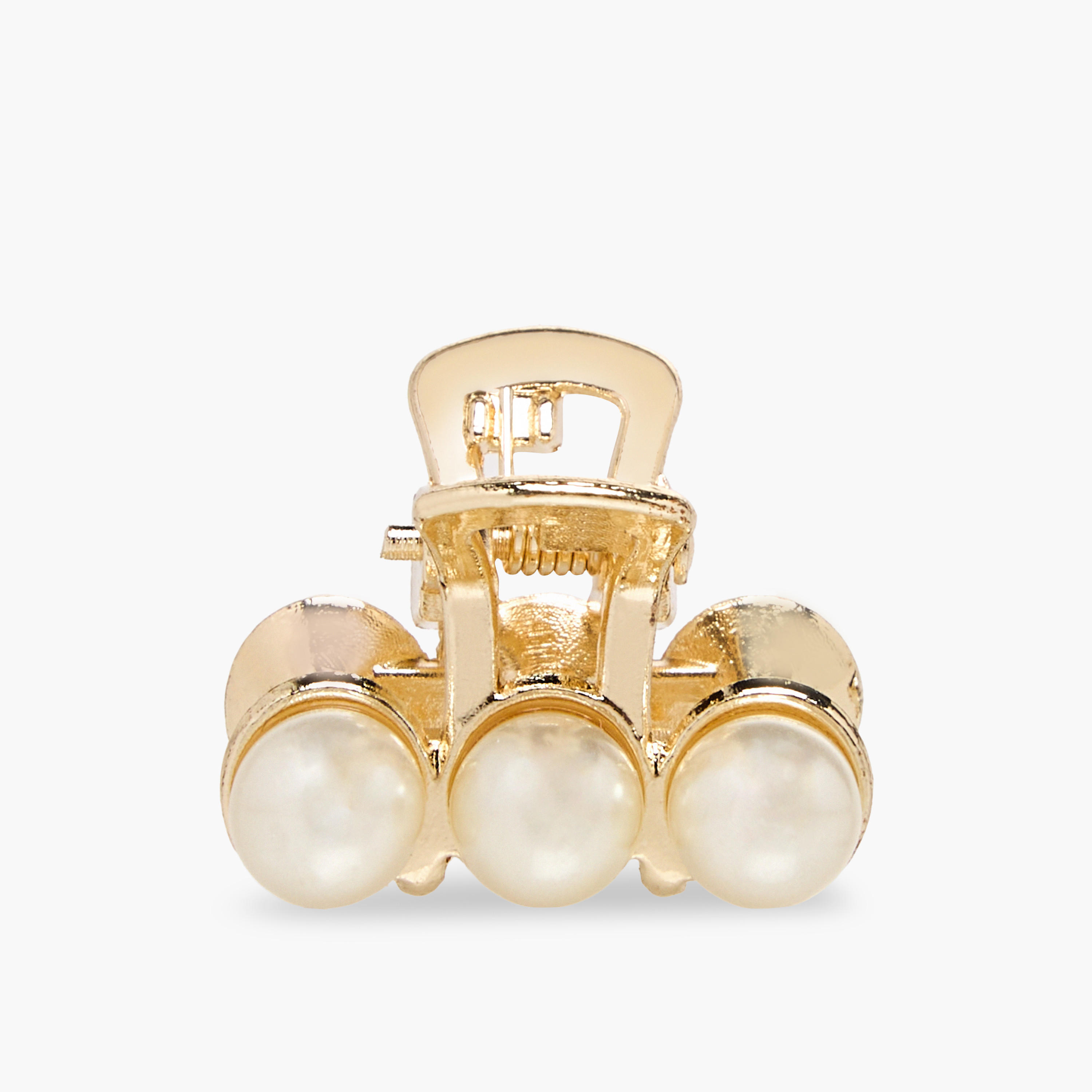 Pack of 3 Metallic Hair Clamps with Pearl Detail-women-hairaccessories-clamps-image-3