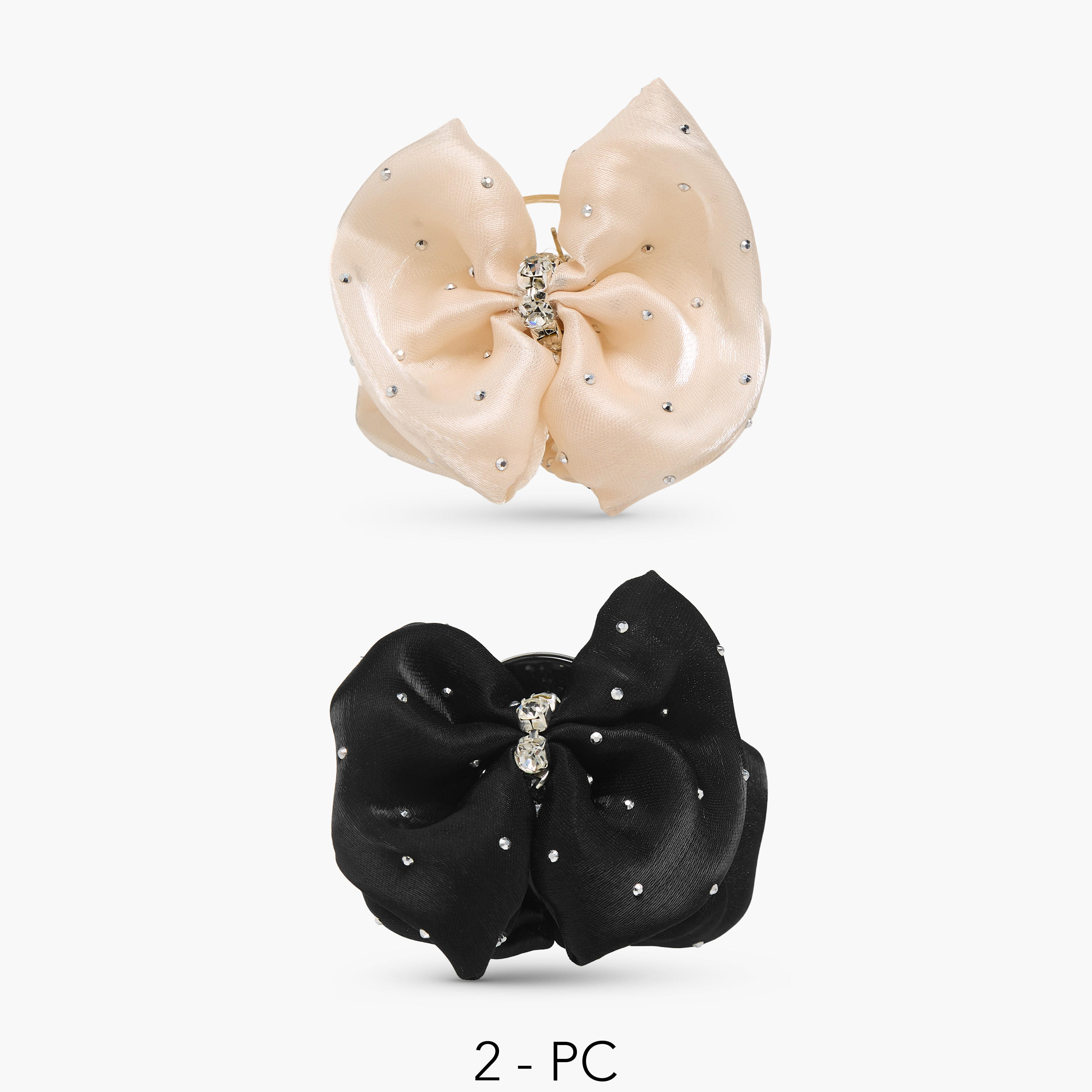 Pack of 2 Bow Hair Clamp with Embellishment-women-hairaccessories-clamps-image-1