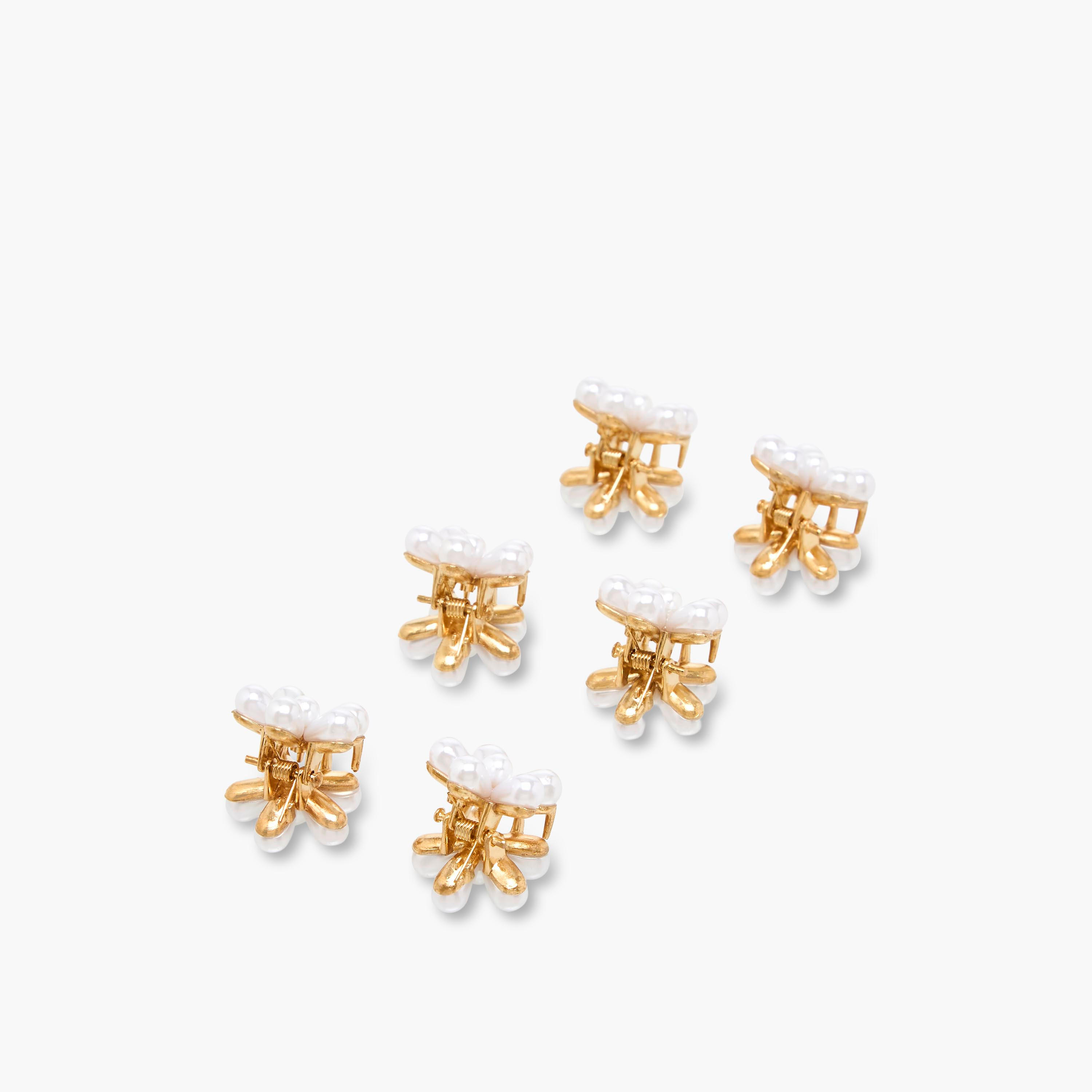 طقم مشابك شعر زهري مزينة باللؤلؤ 6 قطع-women-hairaccessories-clamps-image-5