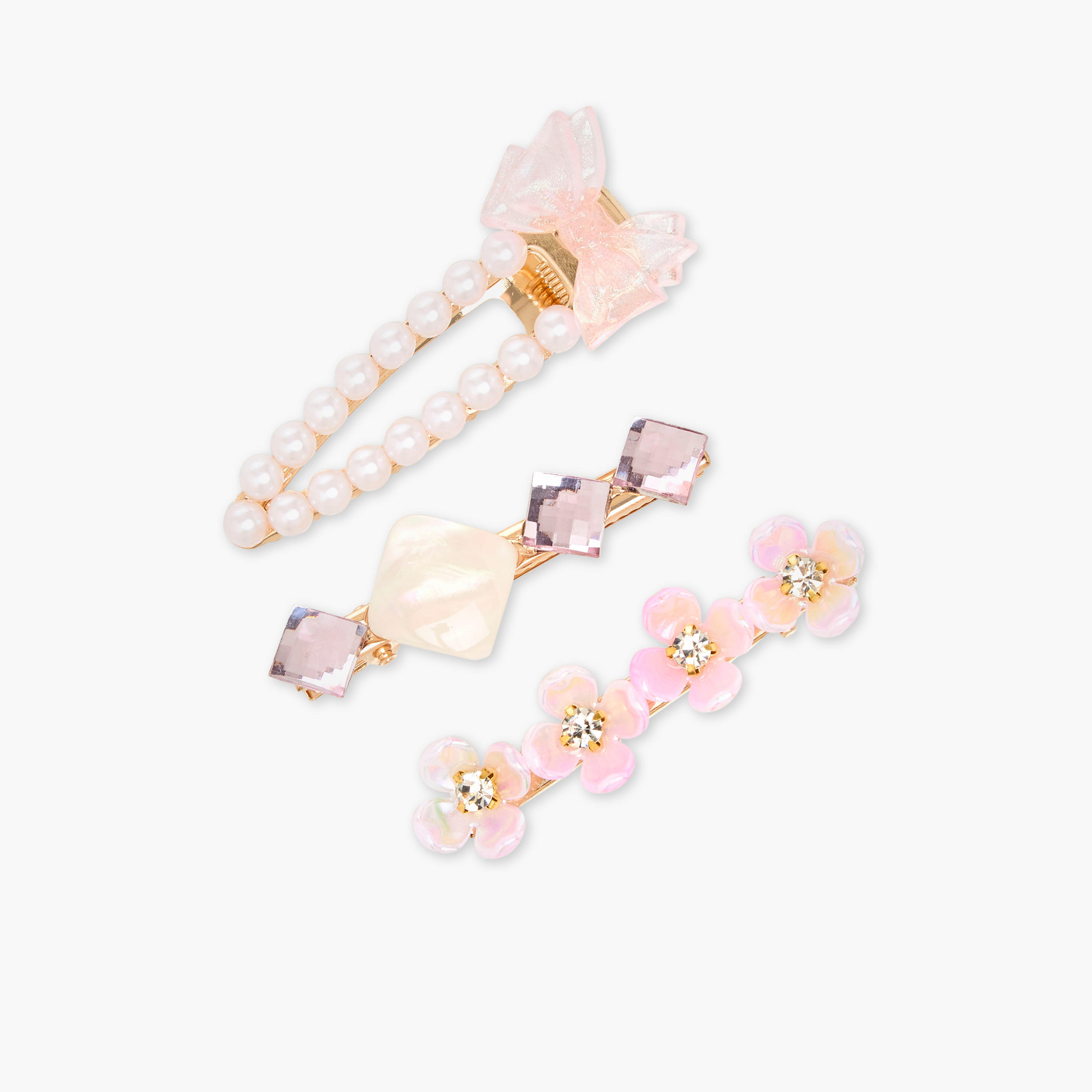 Pack of 3 Metal Embellished Hair Clip-women-hairaccessories-clips-image-3