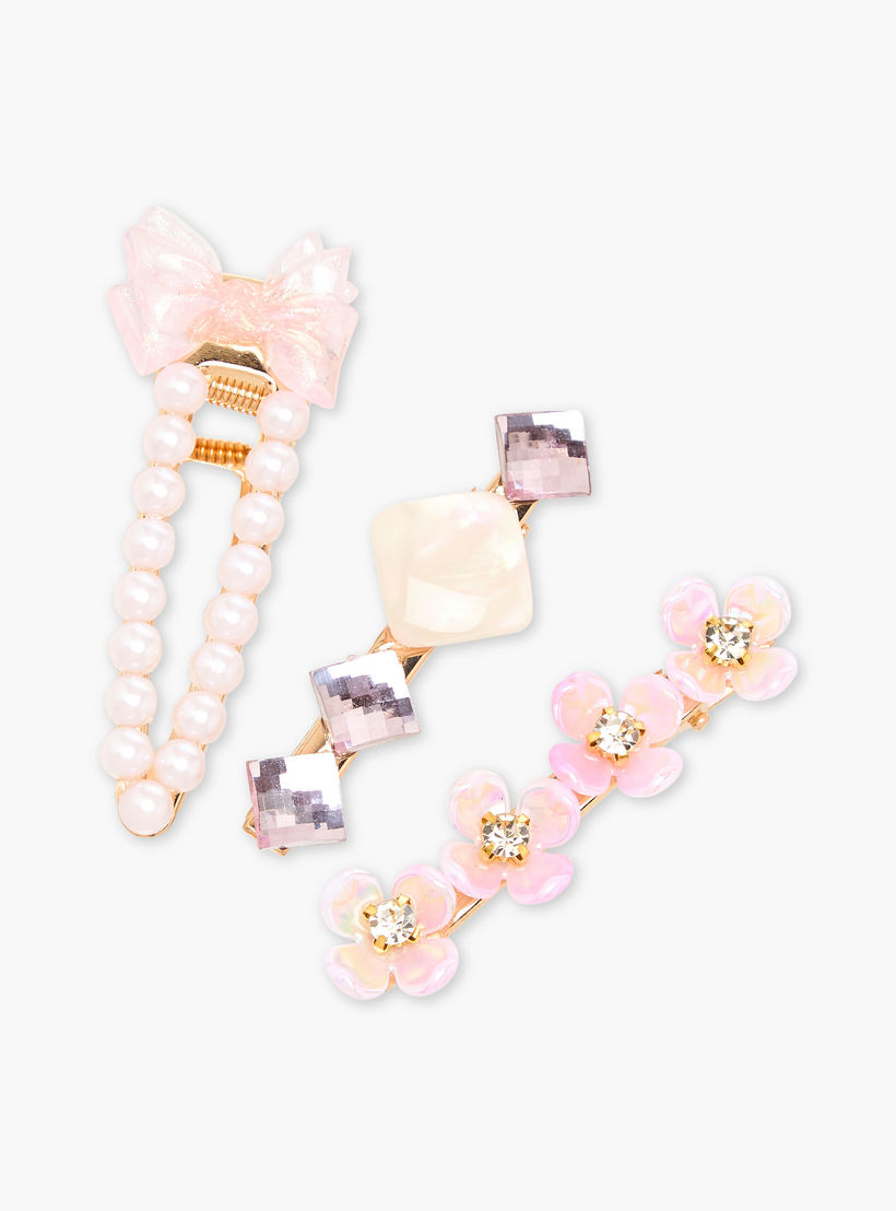 Pack of 3 Metal Embellished Hair Clip-women-hairaccessories-clips-image-4