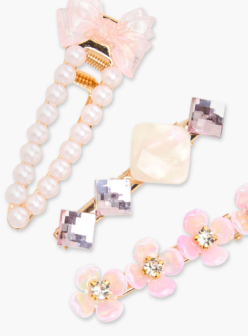 Pack of 3 Metal Embellished Hair Clip-women-hairaccessories-clips-image-5