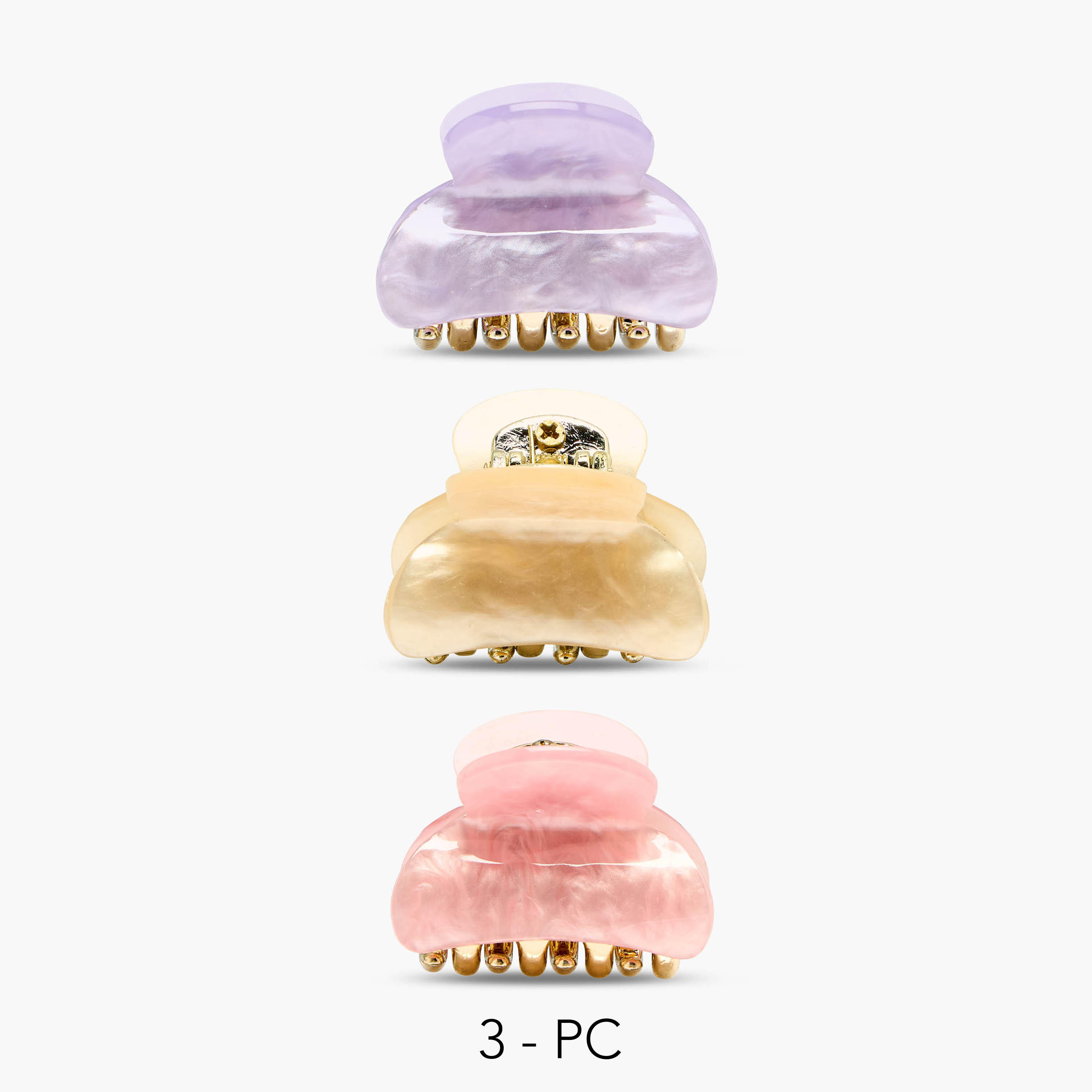 Pack of 3 Curved Shape Hair Clamps with Pearl Finish-women-hairaccessories-bands-image-1
