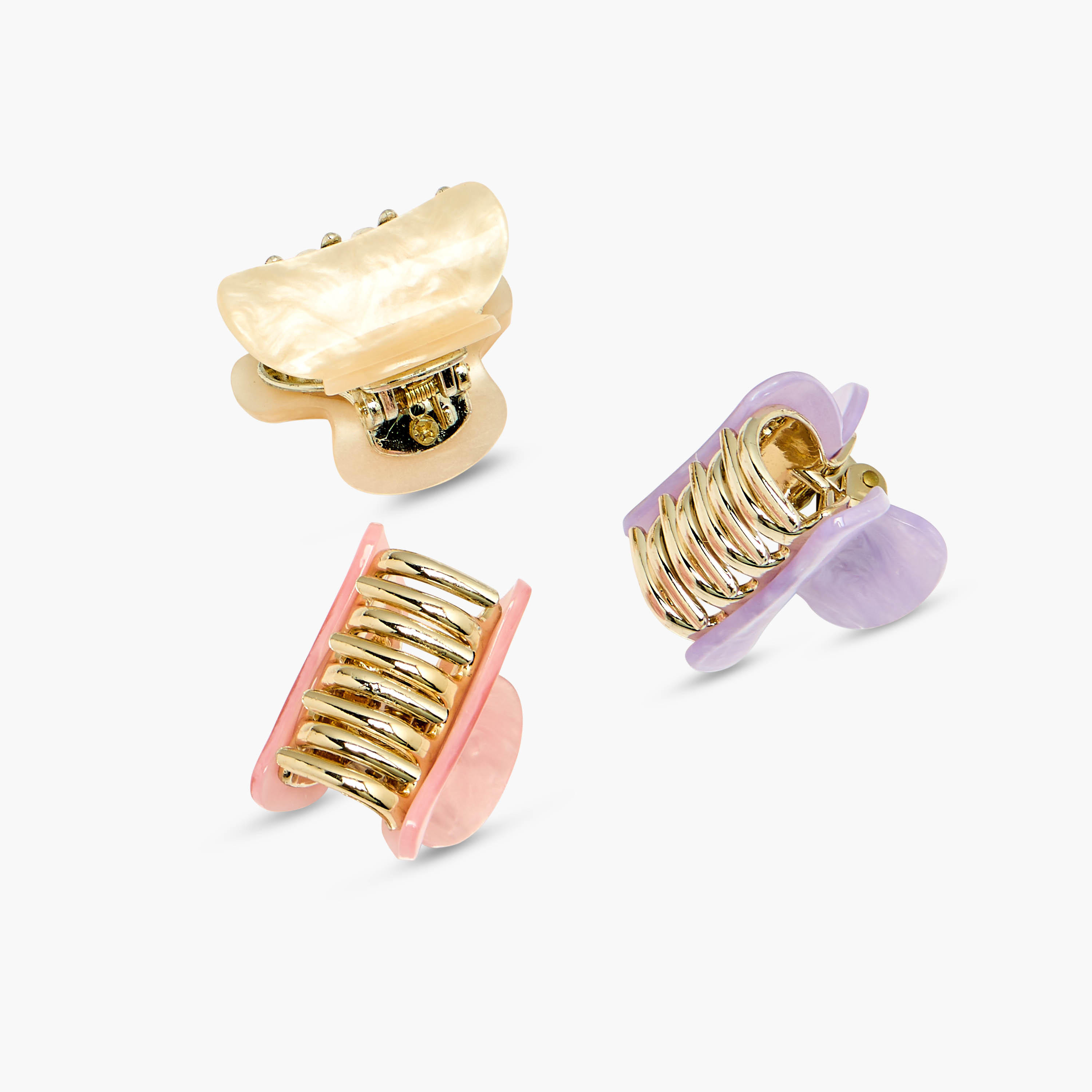 Pack of 3 Curved Shape Hair Clamps with Pearl Finish-women-hairaccessories-bands-image-6