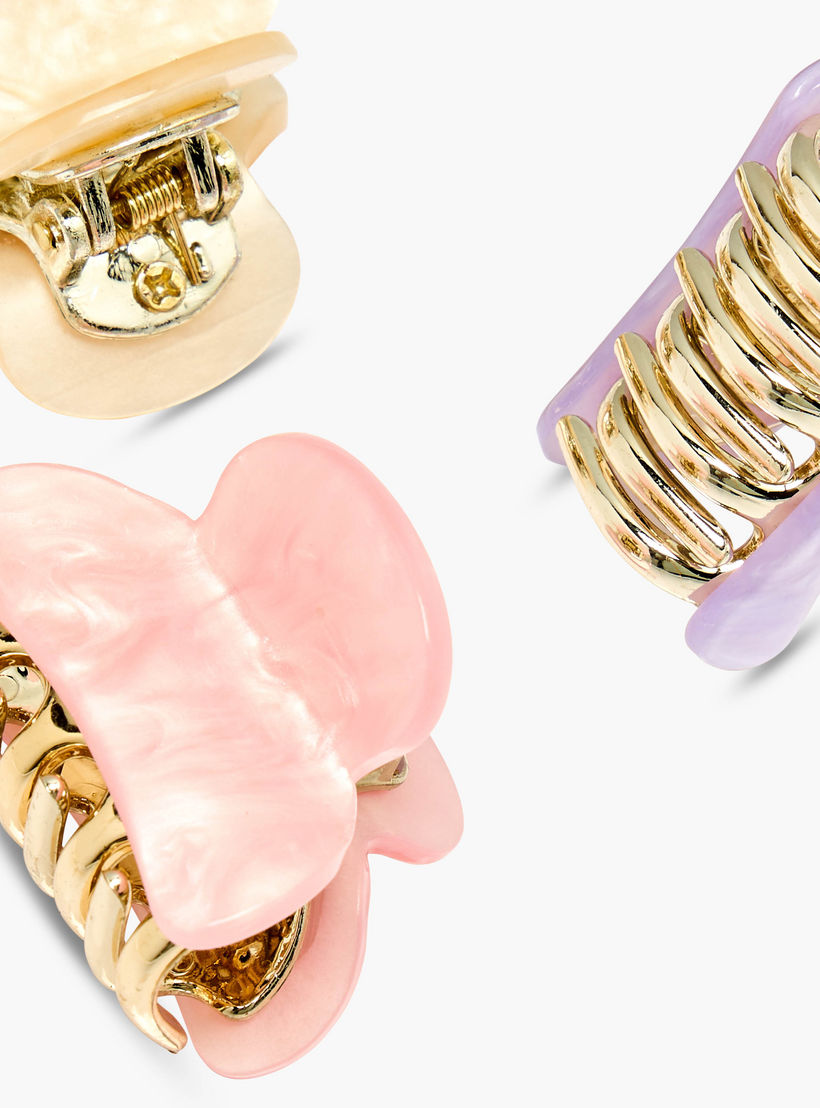 Pack of 3 Curved Shape Hair Clamps with Pearl Finish-women-hairaccessories-bands-image-7