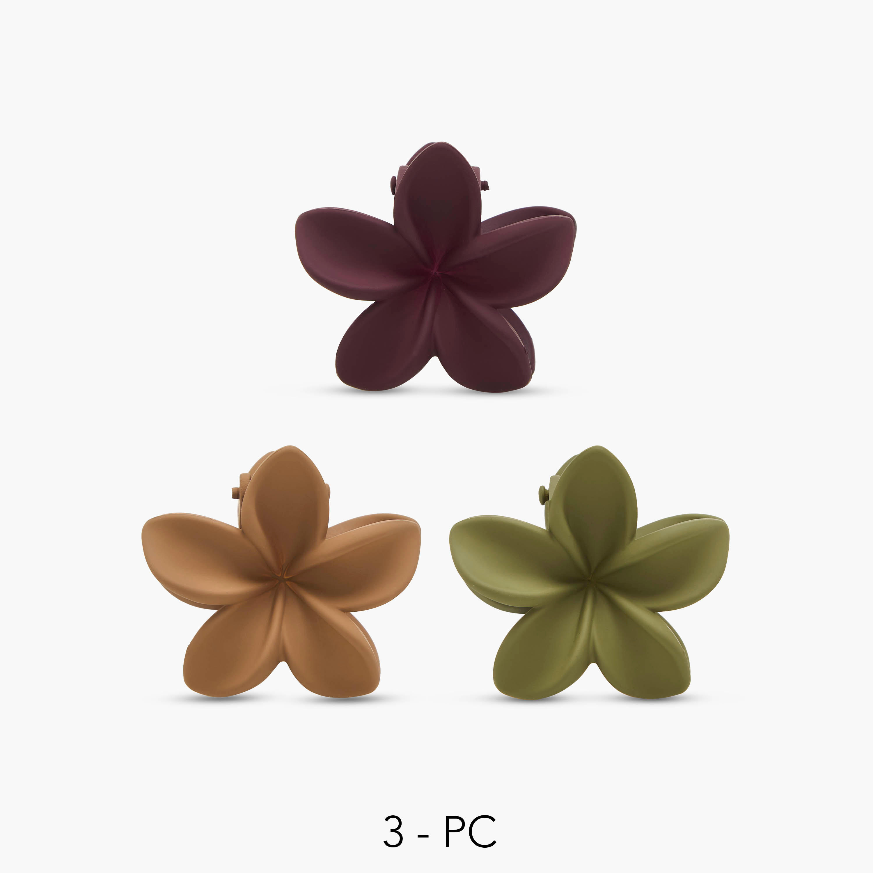 Pack of 3 Floral Hair Clamps with Matte Finish-women-hairaccessories-clamps-image-1