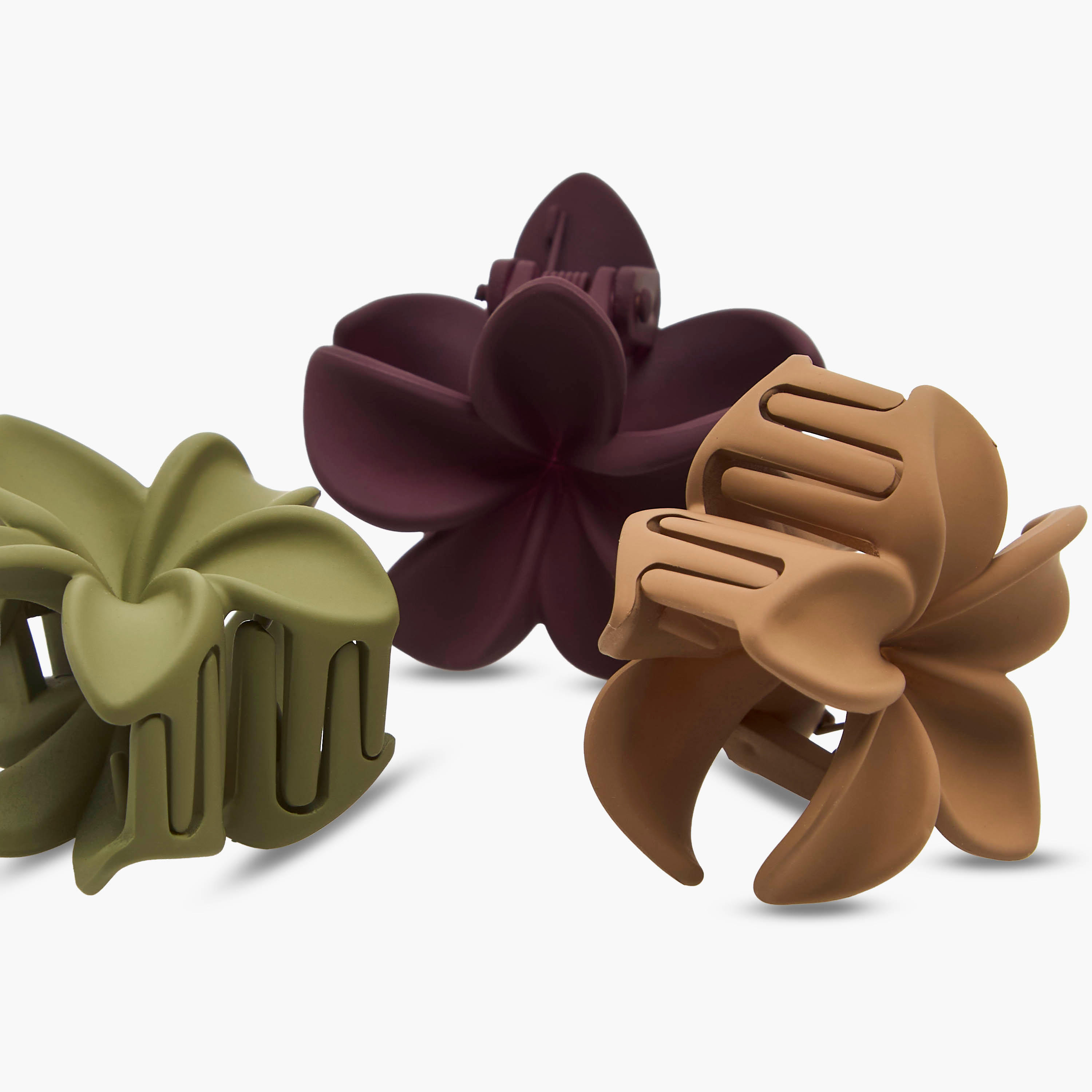 Pack of 3 Floral Hair Clamps with Matte Finish-women-hairaccessories-clamps-image-6