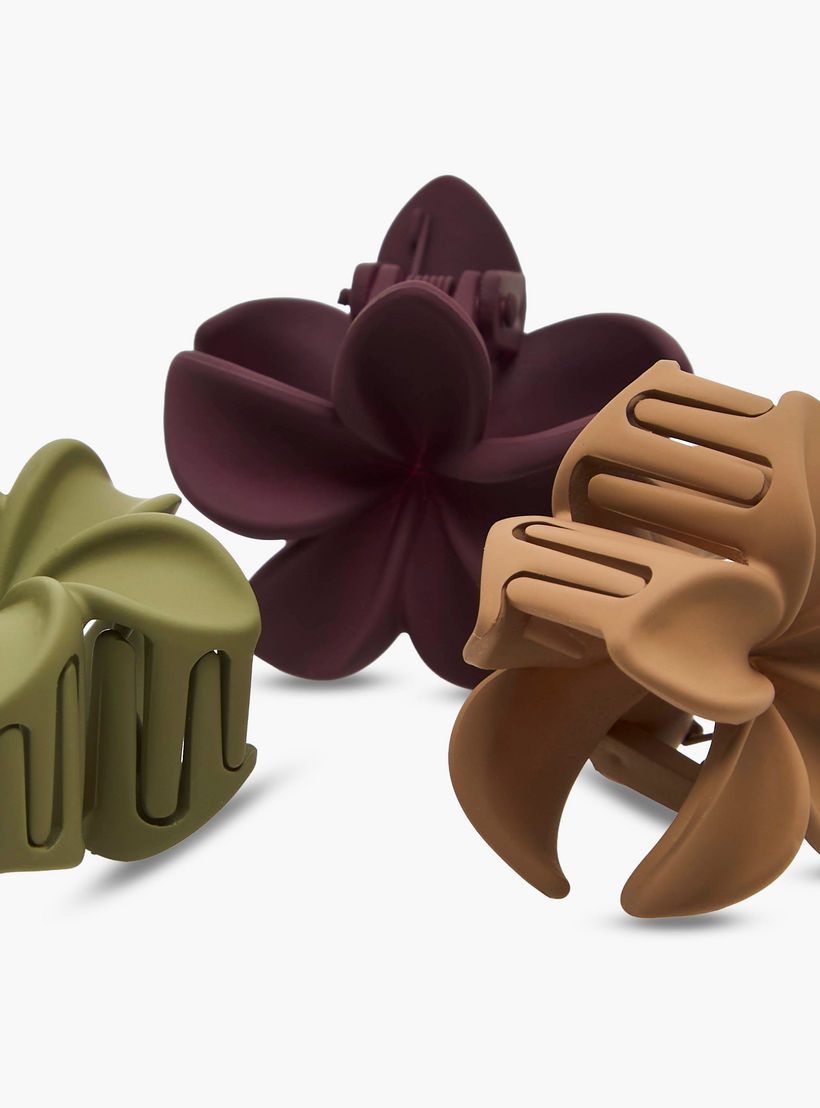 Pack of 3 Floral Hair Clamps with Matte Finish-women-hairaccessories-clamps-image-6
