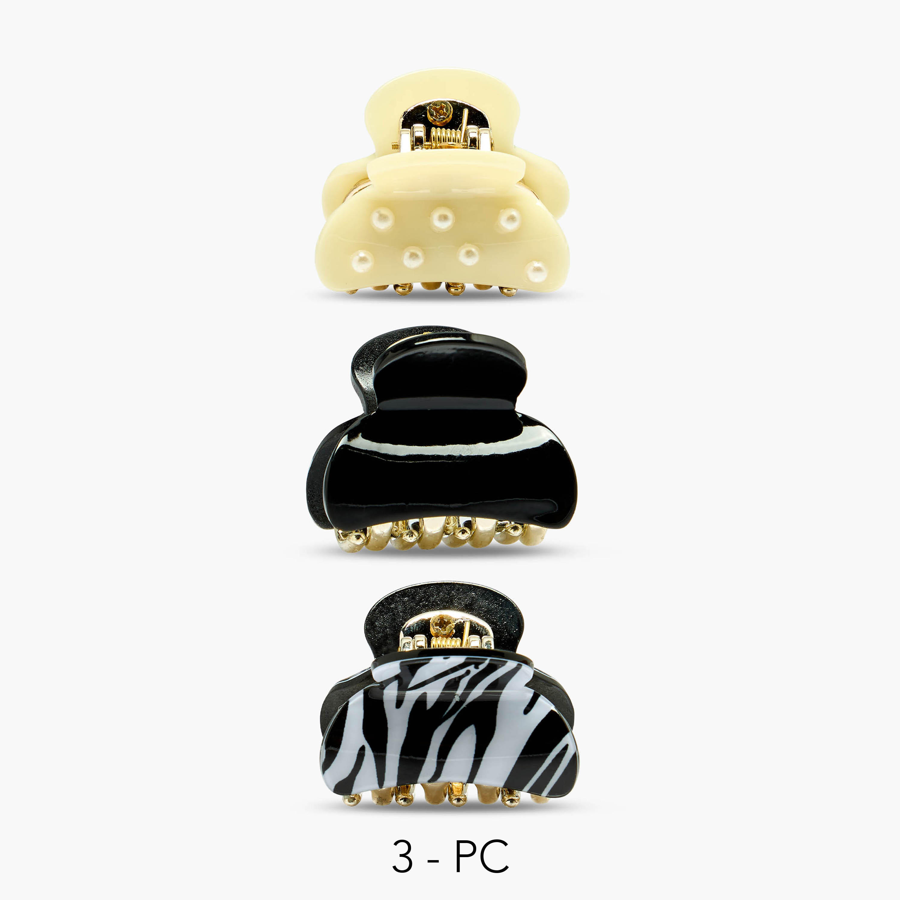 Pack of 3 Curved Shape Hair Clamps with Assorted Design-women-hairaccessories-bands-image-1