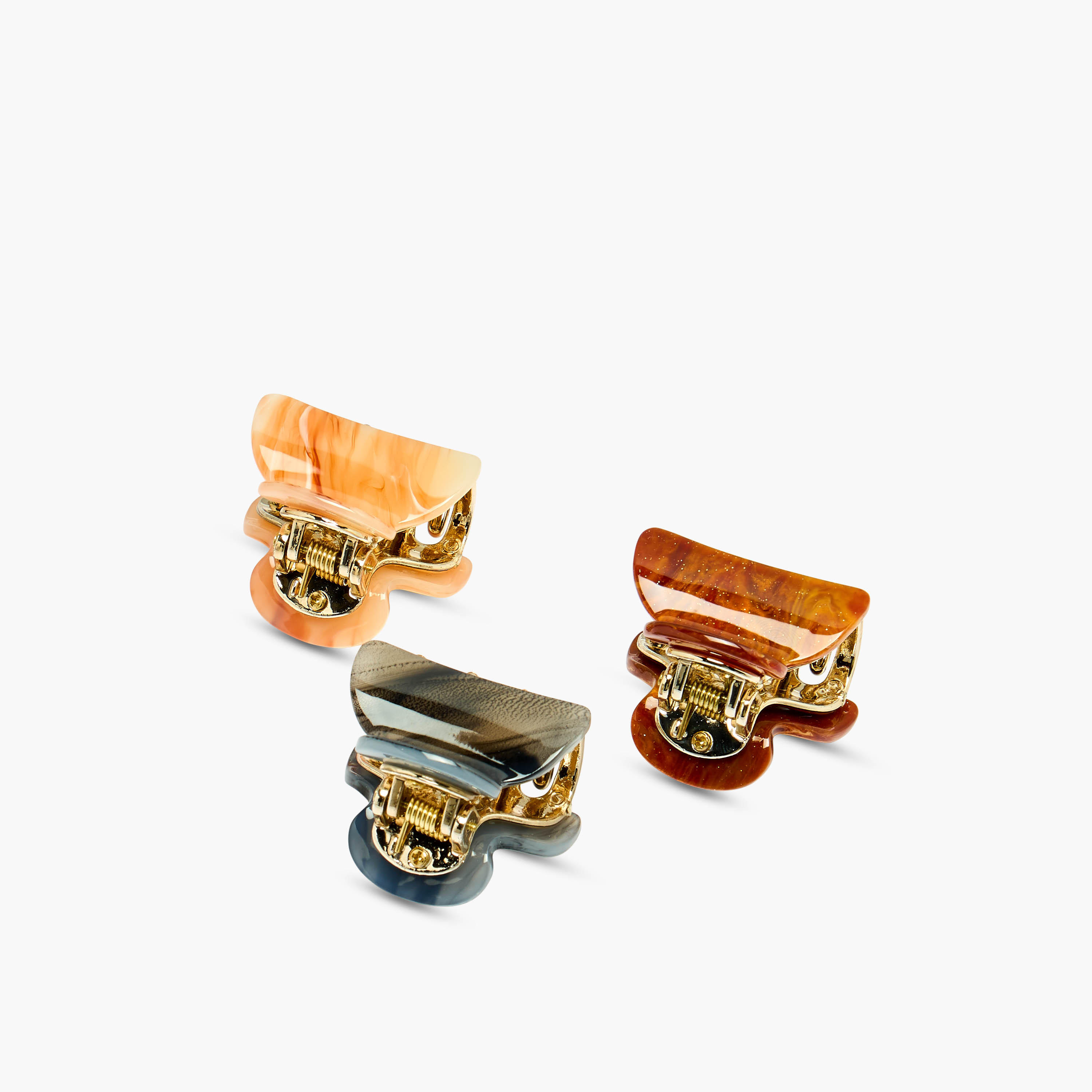 Pack of 3 Curved Shape Hair Clamps with Marble Print-women-hairaccessories-clamps-image-5