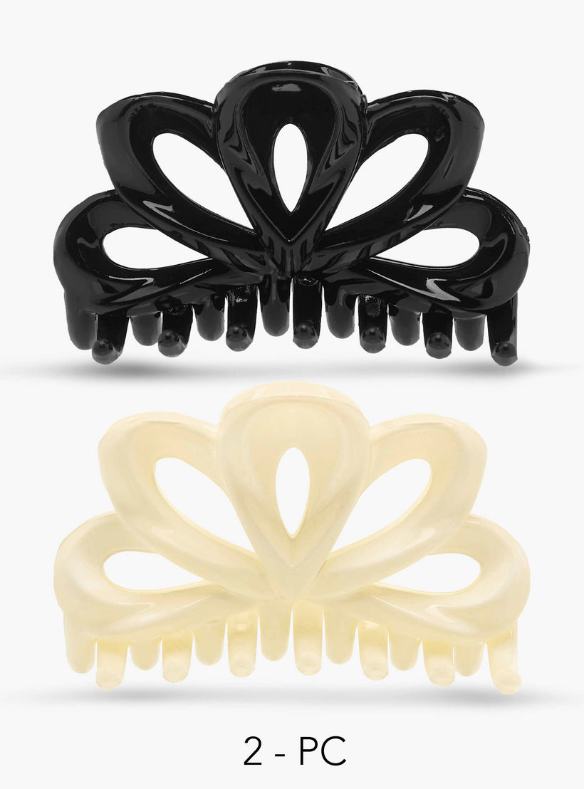 Pack of 2 Floral Hair Clamps with Matte Finish-women-hairaccessories-clamps-image-1