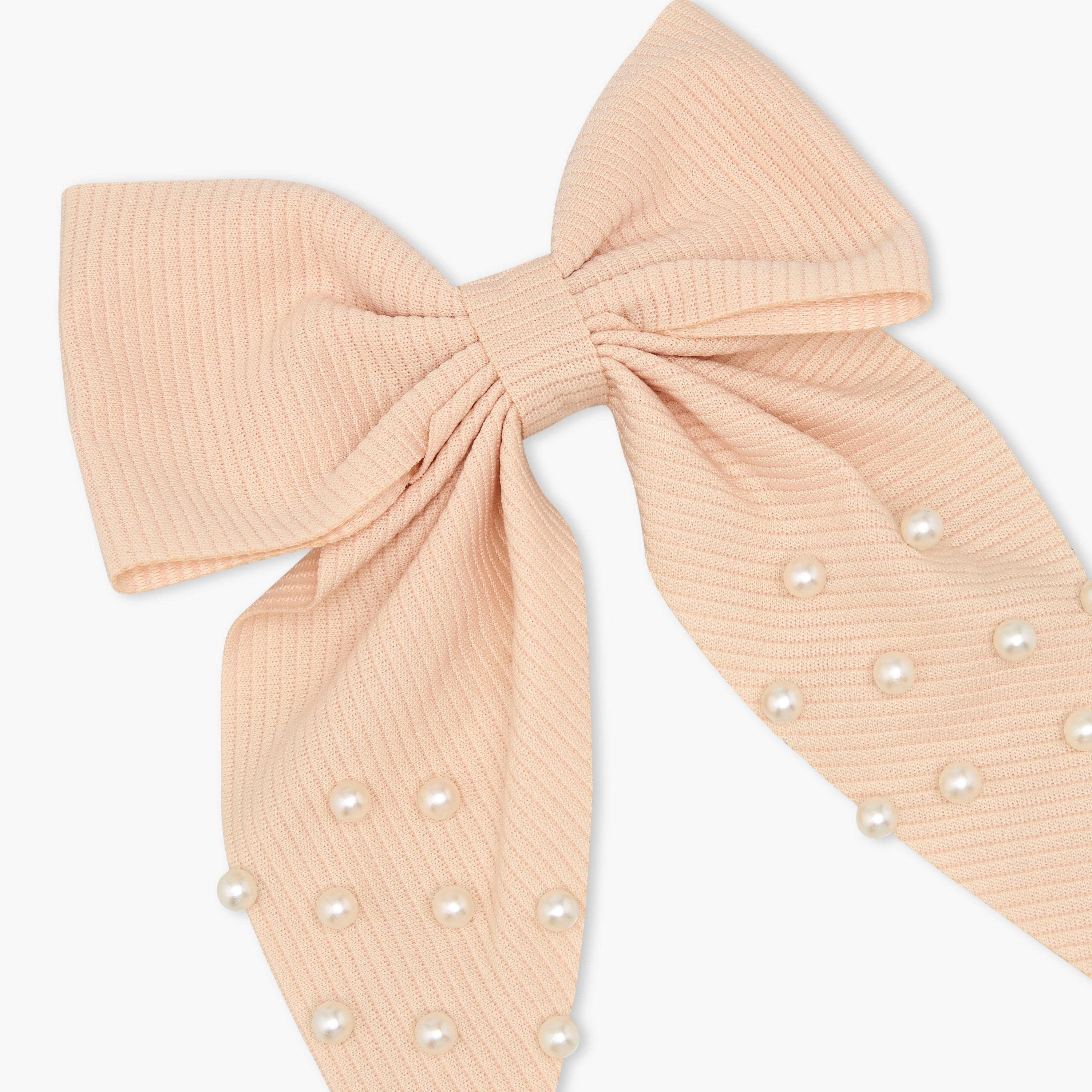 Bow Hair Clip with Pearl Embellished Design-women-hairaccessories-clips-image-2