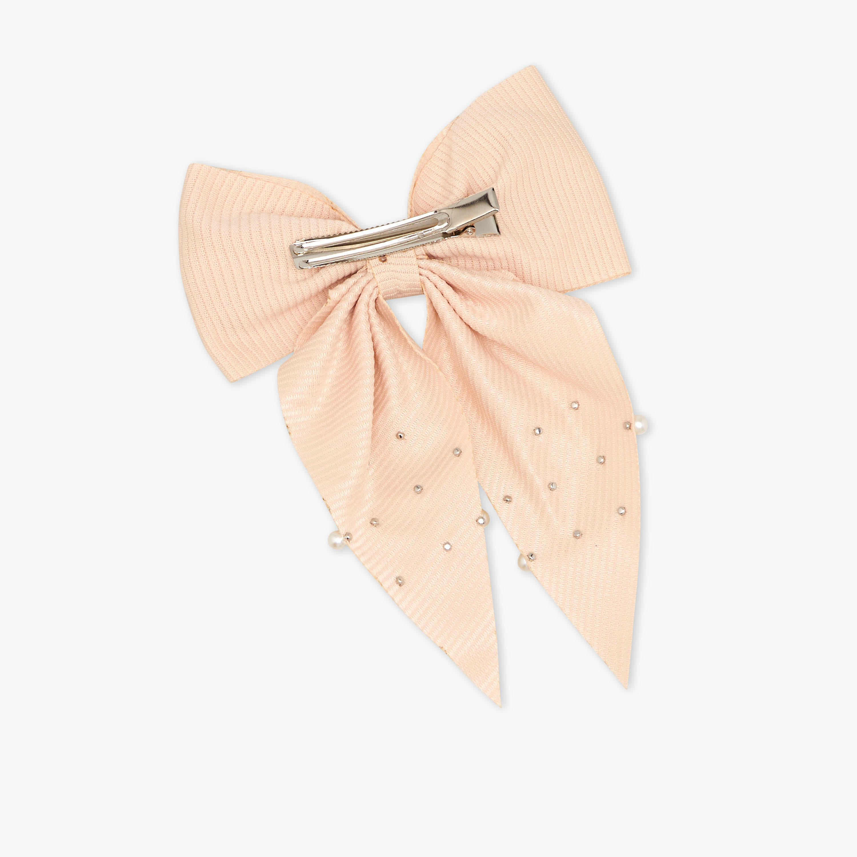 Bow Hair Clip with Pearl Embellished Design-women-hairaccessories-clips-image-3
