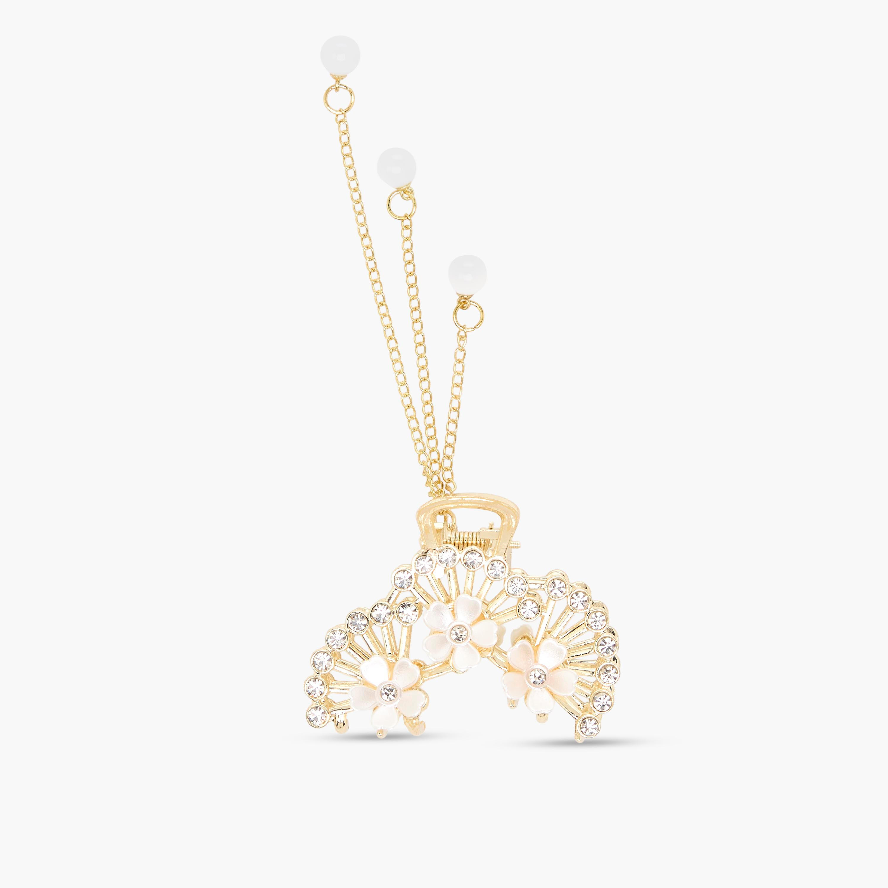 Curved Hair Clamp with Stone Embellished Design-women-hairaccessories-clamps-image-1