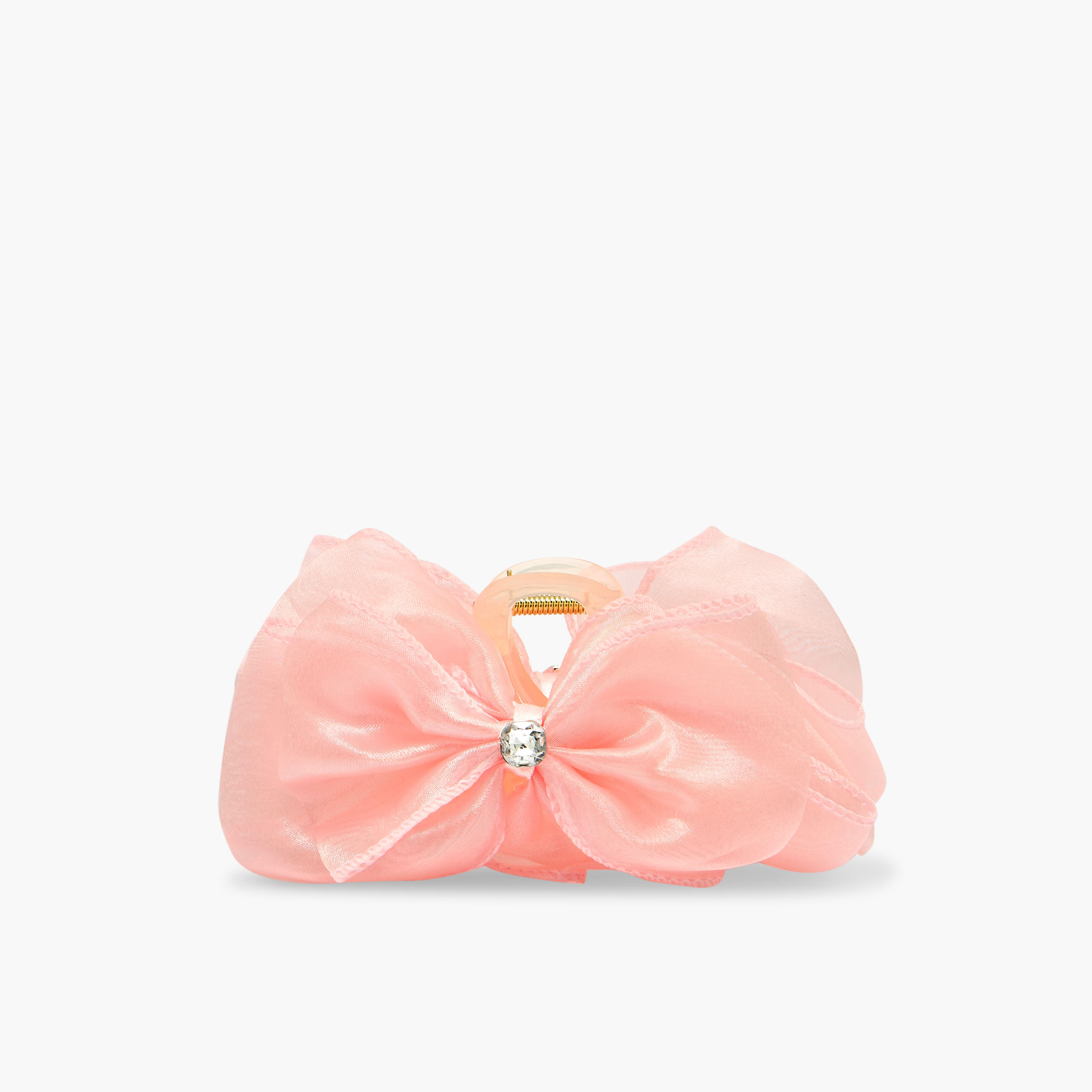 Bow Shape Hair Clamp with Stone Embellishment-women-hairaccessories-clamps-image-1