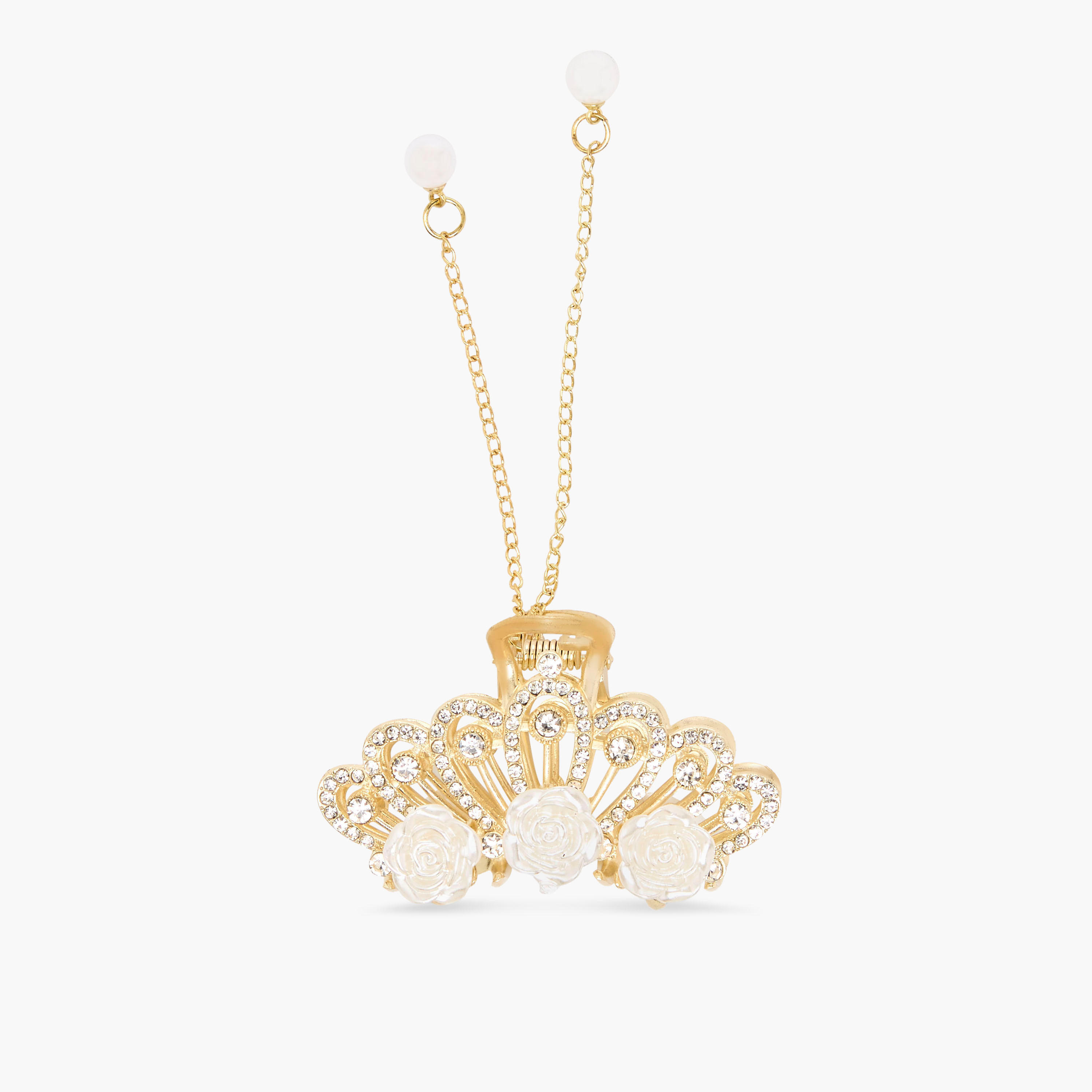 Curved Hair Clamp with Stone Embellished Design-women-hairaccessories-clamps-image-1