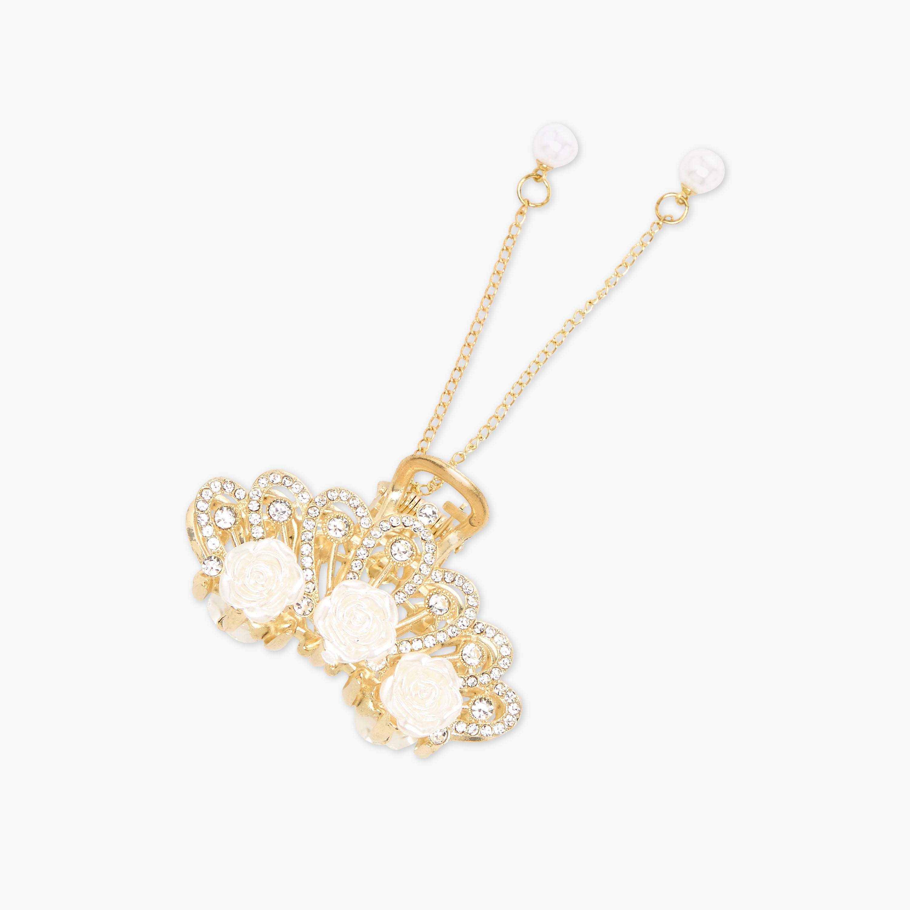 Curved Hair Clamp with Stone Embellished Design-women-hairaccessories-clamps-image-2